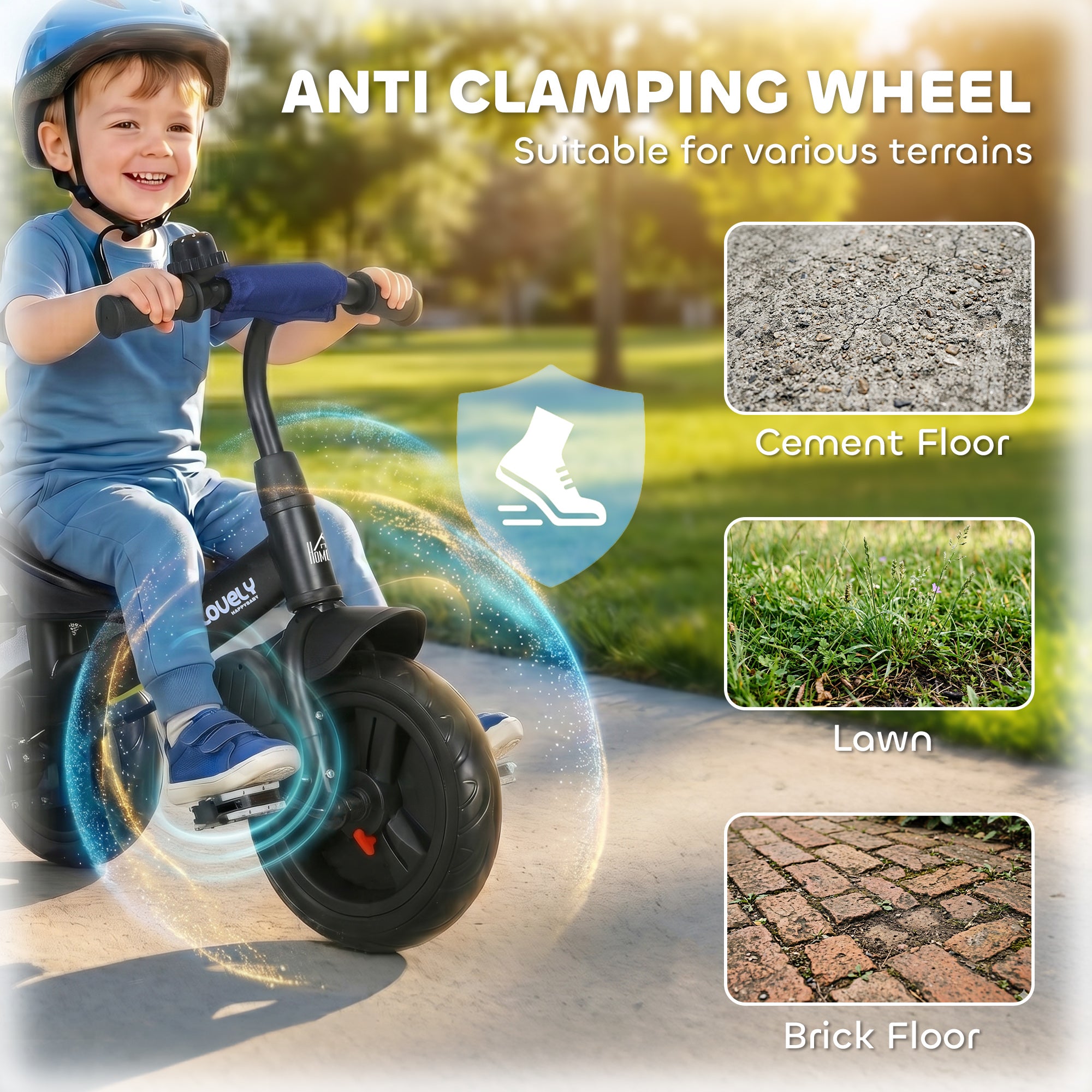 HOMCOM 6 in 1 Kids Trike Push Bike w/ Push Handle, Canopy, 5-point Safety Belt, Storage, Footrest, Brake, for 1-5 Years, Blue