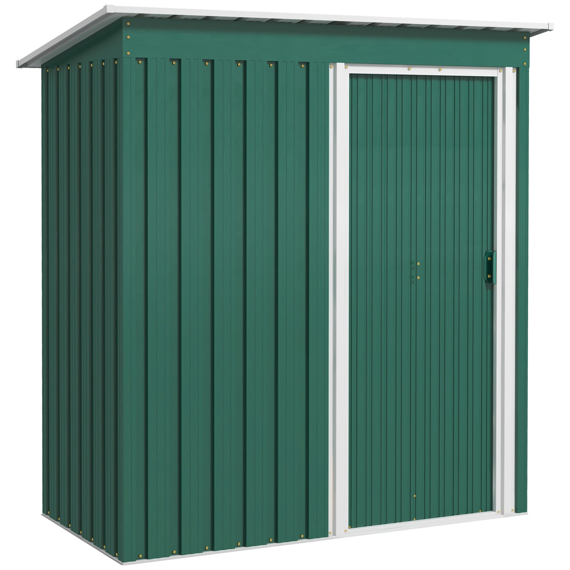 Outsunny 5 x 3ft Garden Storage Shed with Sliding Door and Sloped Roof Outdoor Equipment Tool Garden, Green