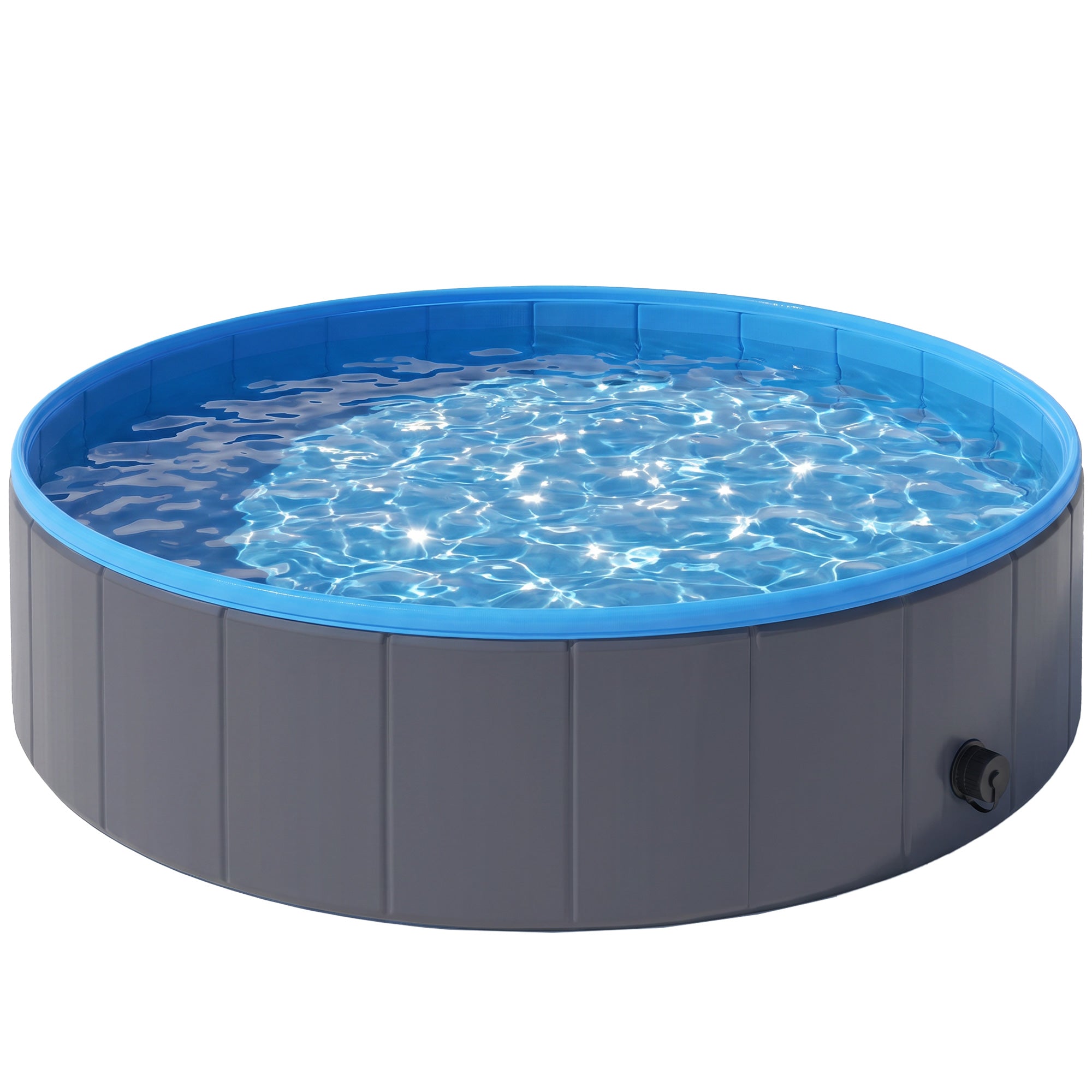 PawHut Foldable Dog Pool for Puppies and Ducks Dog Paddling Pool Bath Tub, Dark Grey, 120 x 30cm