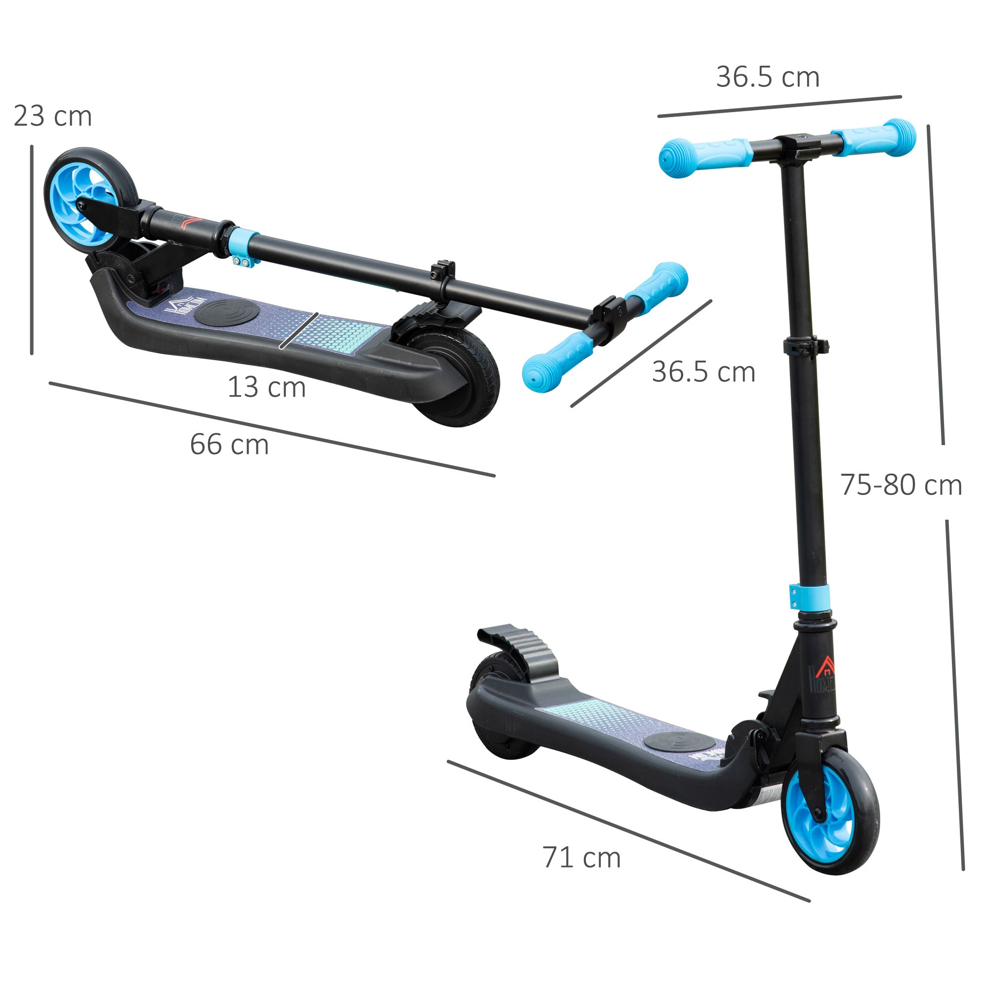 HOMCOM Folding Electric Scooter with Brake, for Ages 6+ Years, 8km/h Maximum Speed, Blue - North Peak Garden Furniture