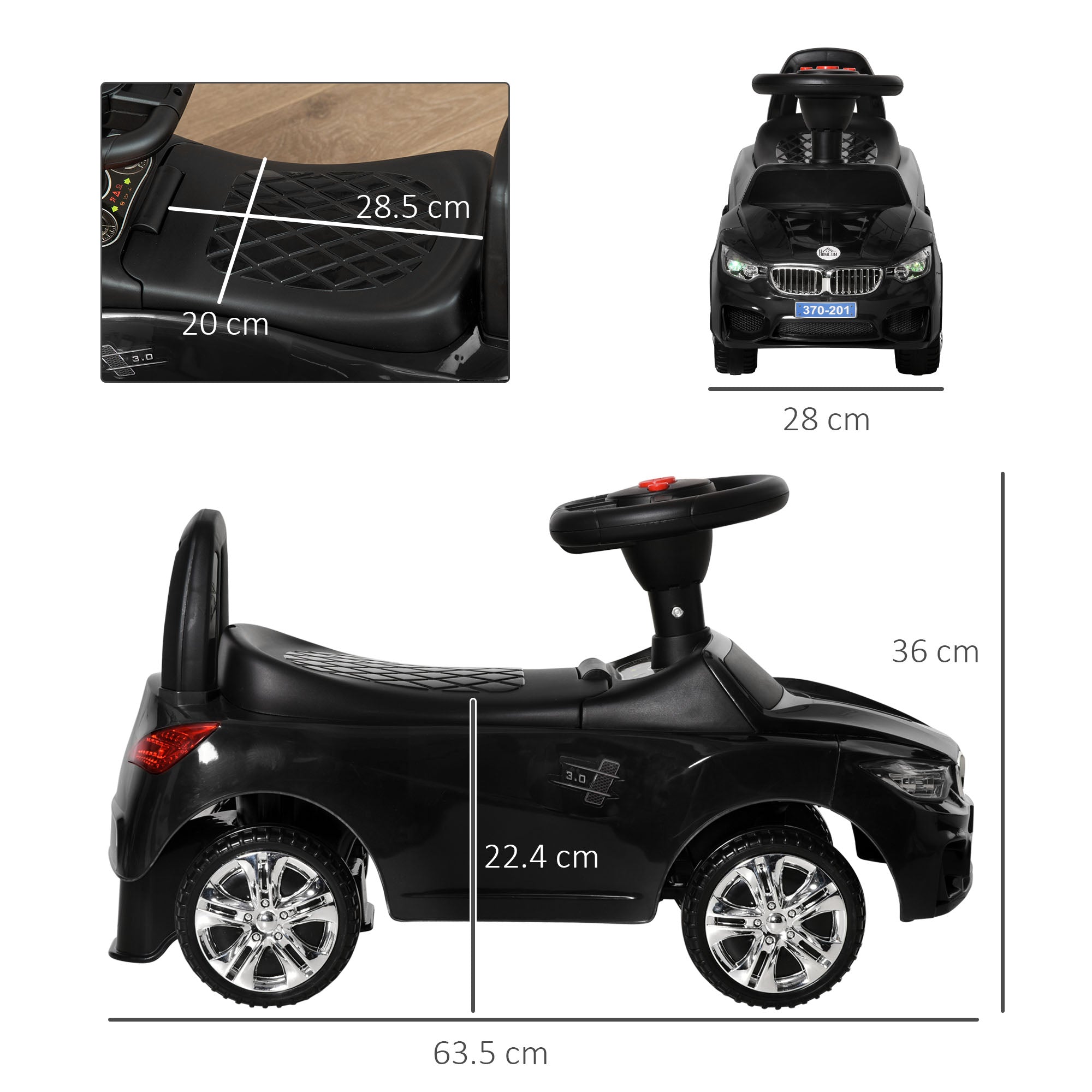 HOMCOM Ride on Car Baby Toddler Walker Foot to Floor Sliding Car Slider Black - North Peak Garden Furniture