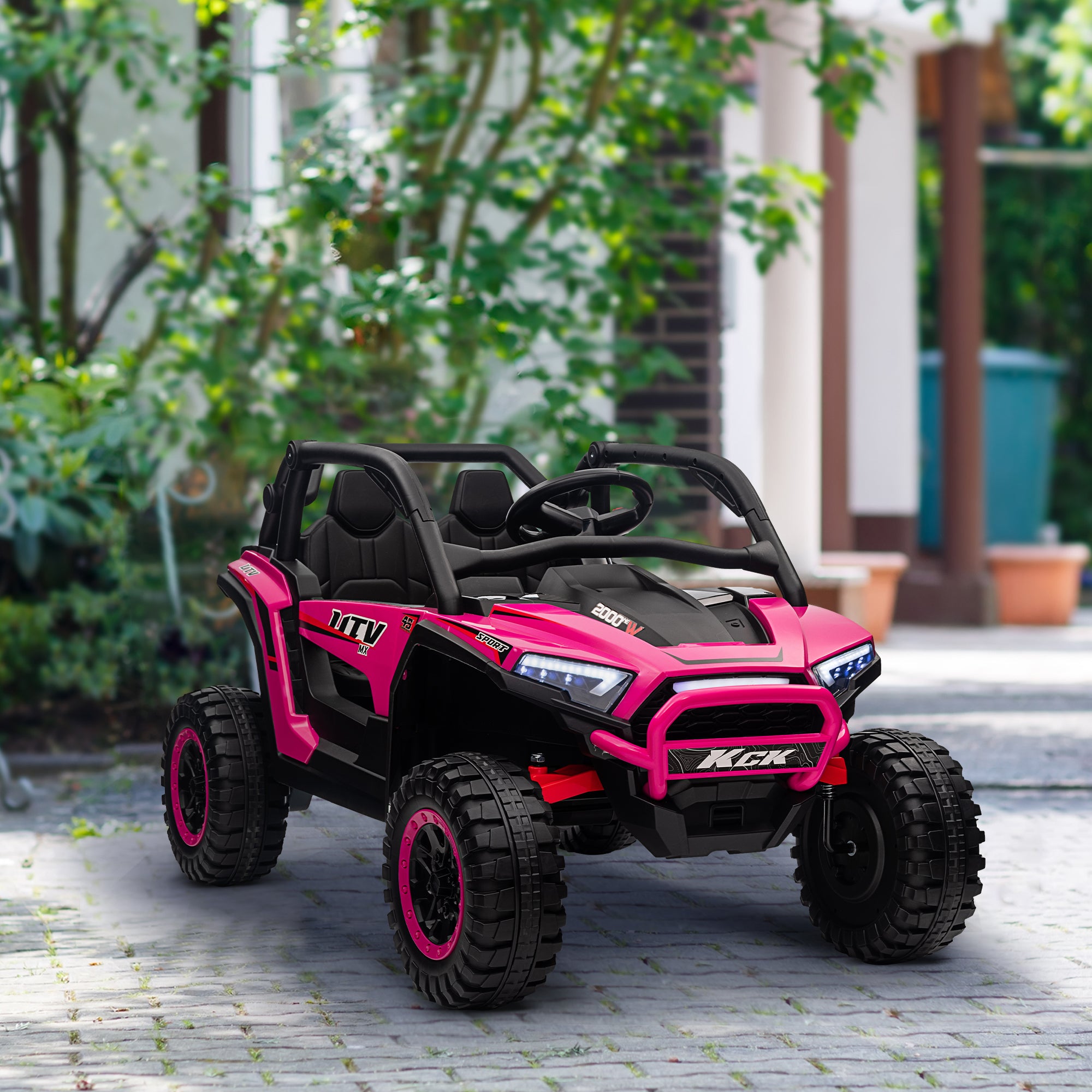 AIYAPLAY 2 Seater 24V 7AH Ride on Truck, Battery Powered Electric Ride On Car w/ Remote, Suspension, 3 Speeds - Pink