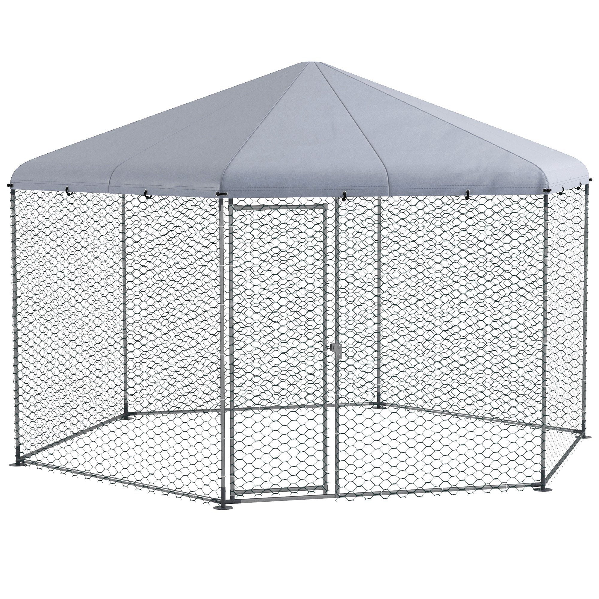 PawHut Chicken Coop for 10-15 Chickens, Hens, Rabbits, Ducks, Outdoor Garden Chicken Run, 4 x 3.5 x 2.6m - North Peak Garden Furniture