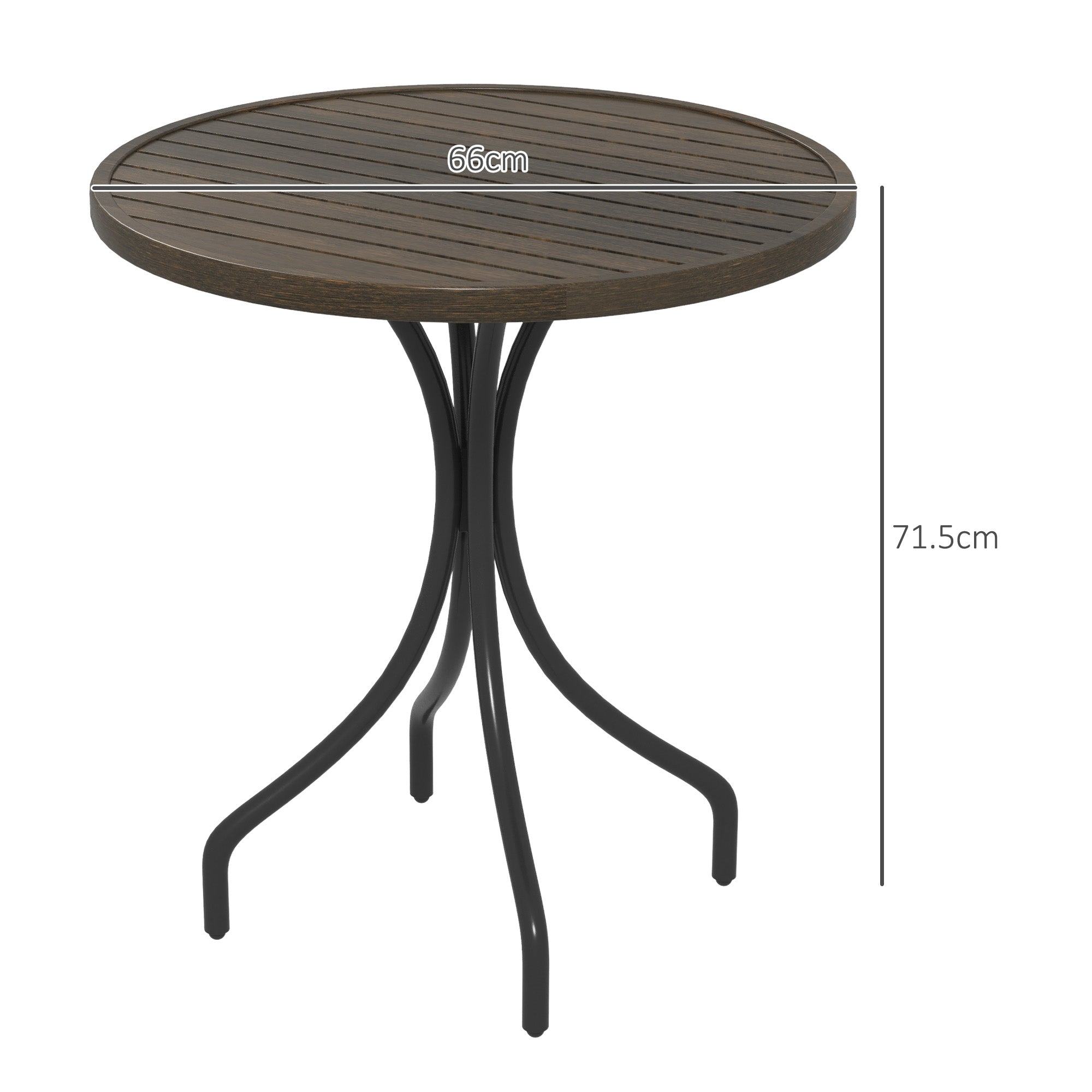 Outsunny Φ66cm Galvanised Steel Garden Table - Brown - North Peak Garden Furniture