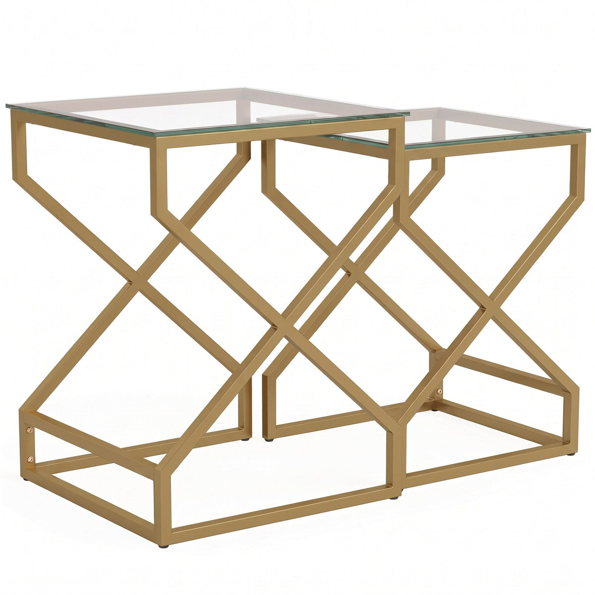 HOMCOM Nest of Tables, Side Table Set of 2 with Transparent Top, Coffee Table Set with Tempered Glass Top, Transparent