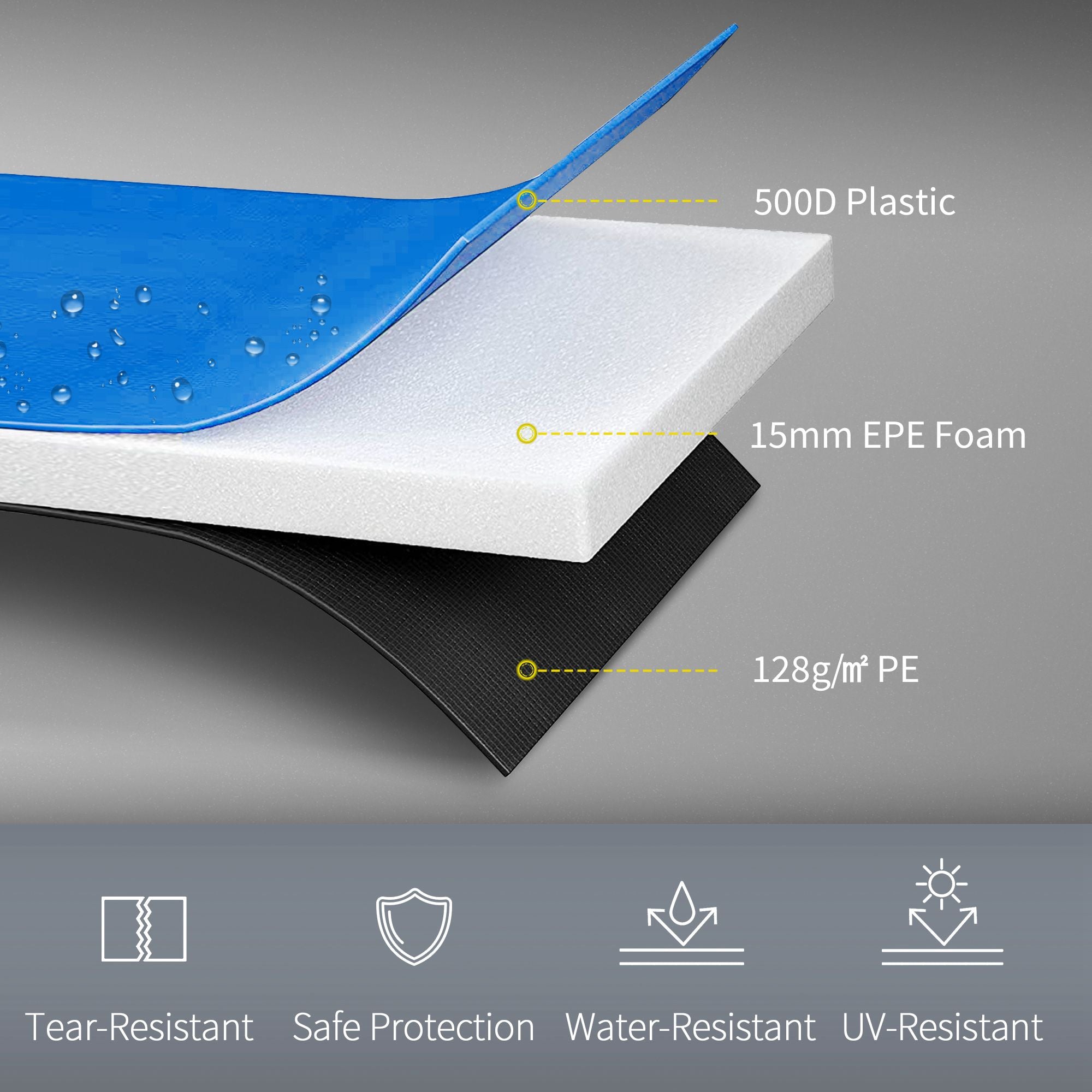 SPORTNOW 12FT Trampoline Spring Cover, Plastic Trampoline Pad Replacement with Elastic Cord, Waterproof, UV Resistant and Tear-Resistant, Multi-Coloured