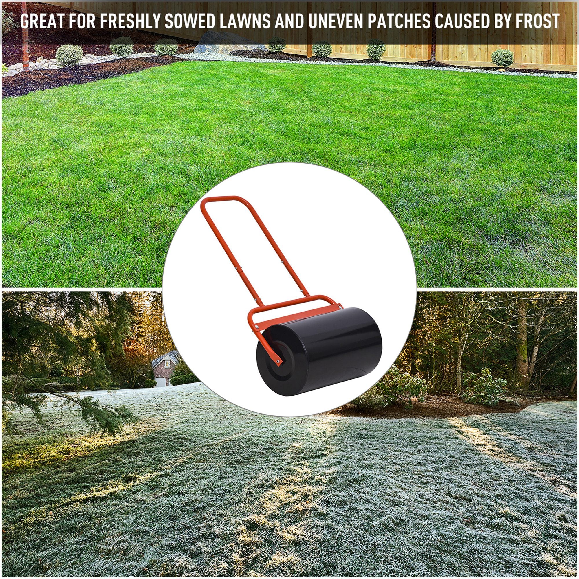 Outsunny 38L Fillable Cylinder Steel Lawn Roller - Red