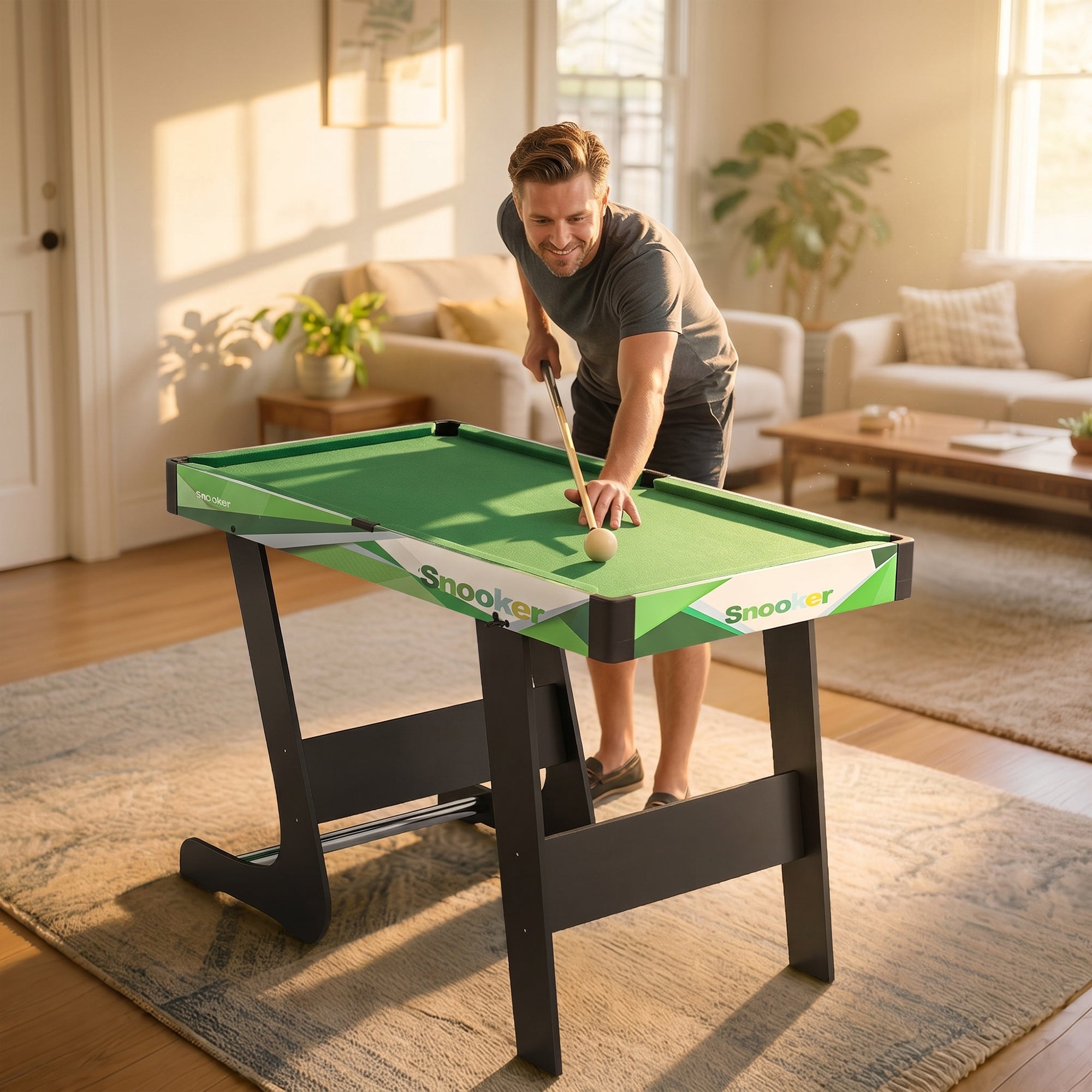 SPORTNOW 104cm Folding Mini Pool Table Set with 2 Cues, 16 Balls, Chalk, Triangle, Brush, Green