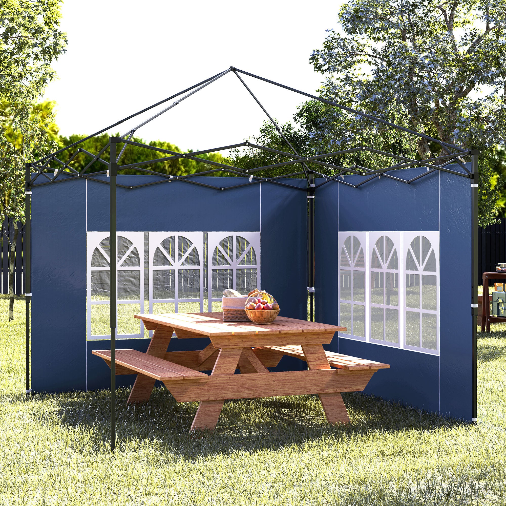 Outsunny Set of Two 3 x 3(m) Gazebo Frame Replacement Walls - Blue - North Peak Garden Furniture