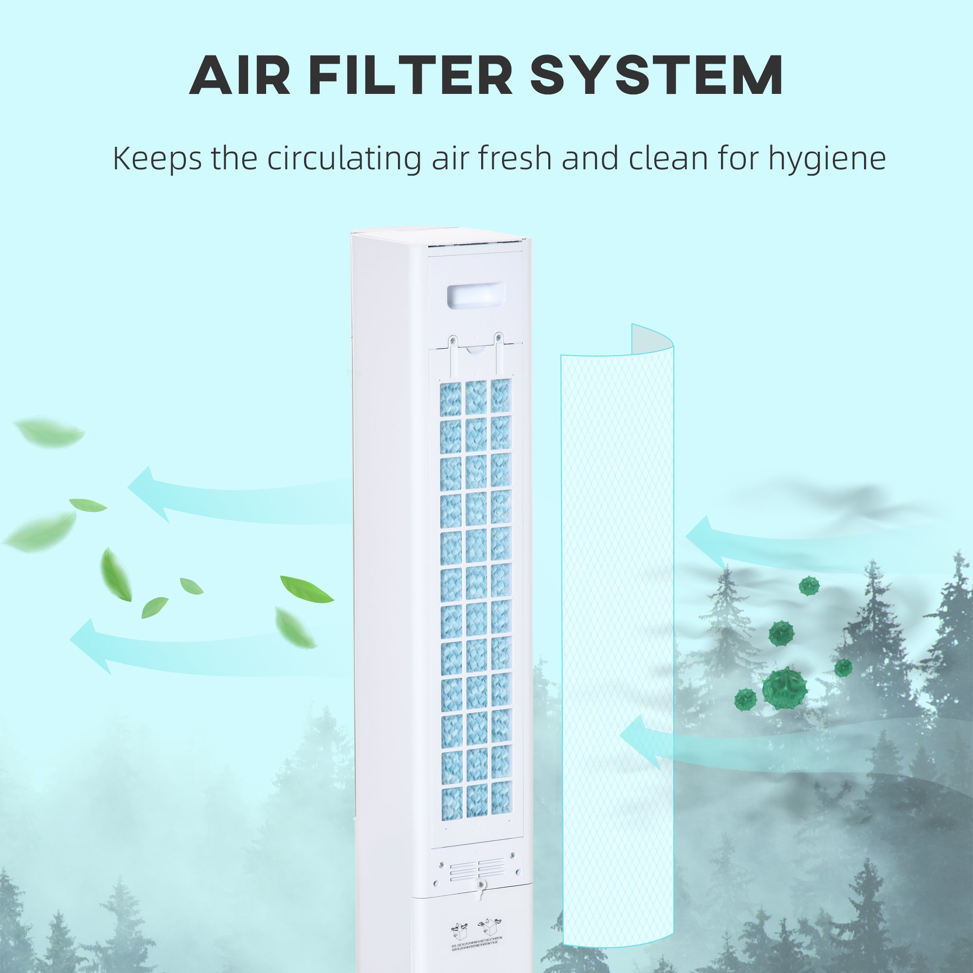 HOMCOM Portable Air Cooler, 3L Tank Evaporative Ice Cooling Tower Fan with 3 Modes, 3 Speeds, Remote, Timer, 60° Oscillating, Portable Swamp Cooler for Home Bedroom, White - North Peak Garden Furniture