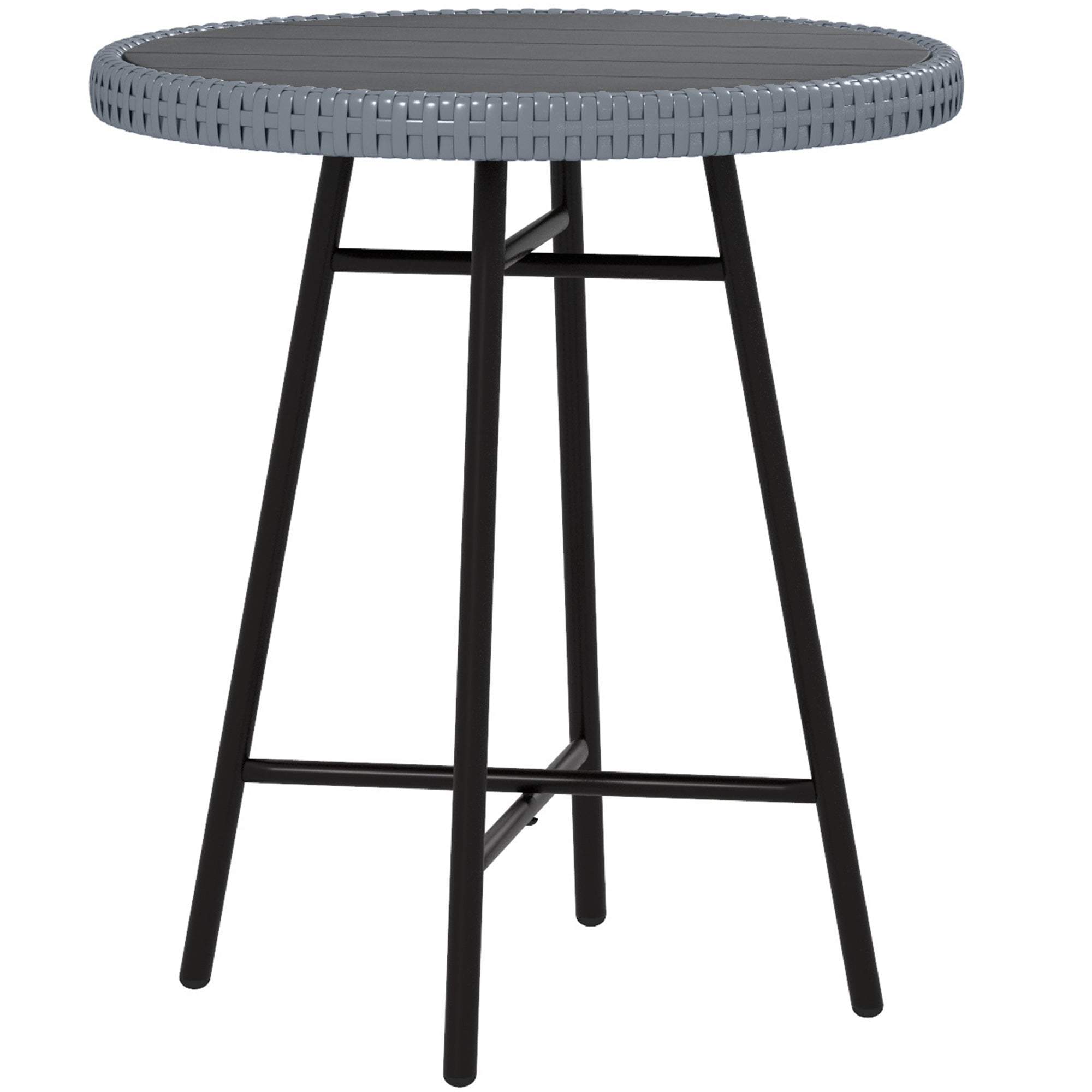 Outsunny Rattan Border Outdoor Side Table - Grey - North Peak Garden Furniture