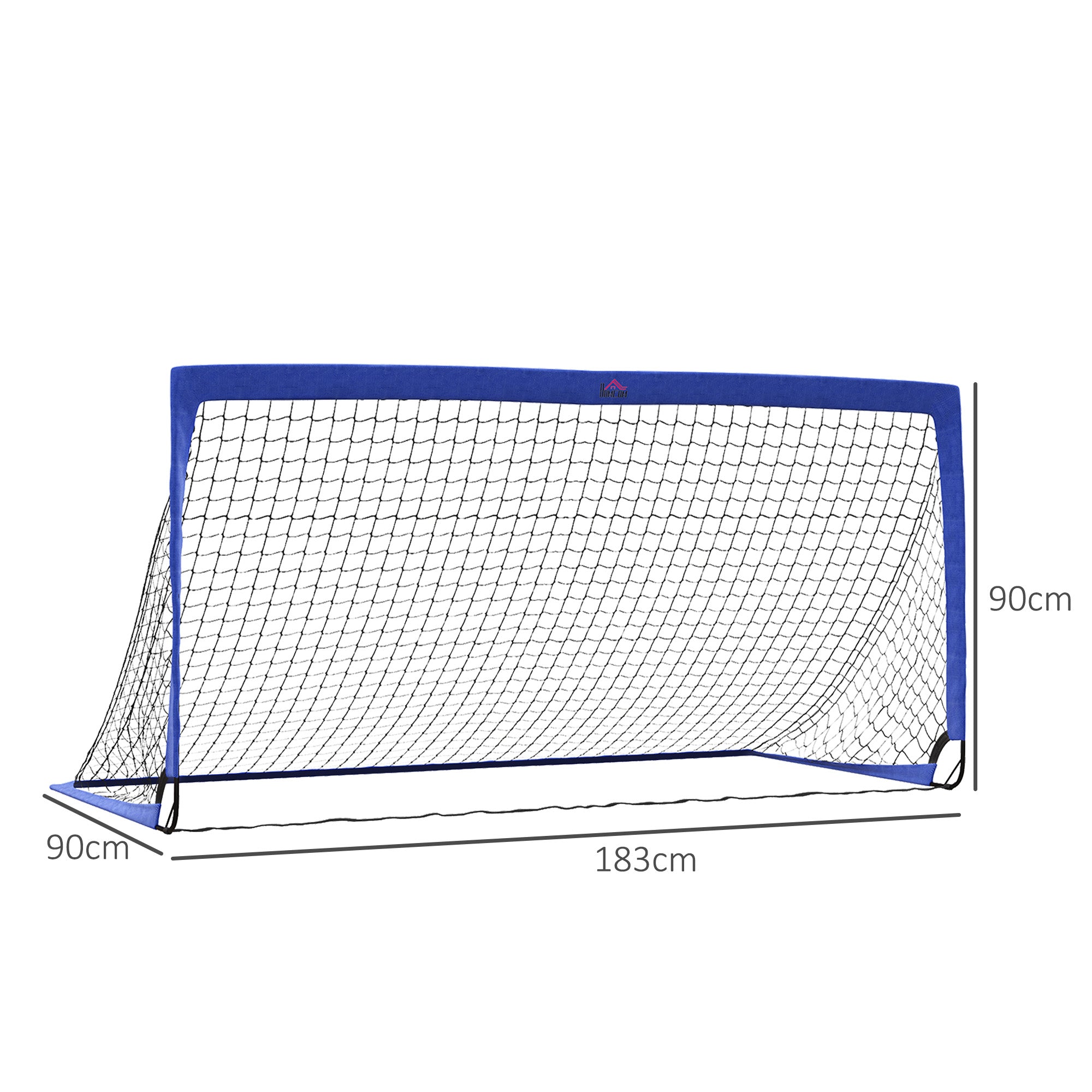 HOMCOM Set of 2 Football Goal Net 6 x 3 ft Foldable Outdoor Sport Training Teens Adults Football with Carrying Bag Blue - North Peak Garden Furniture