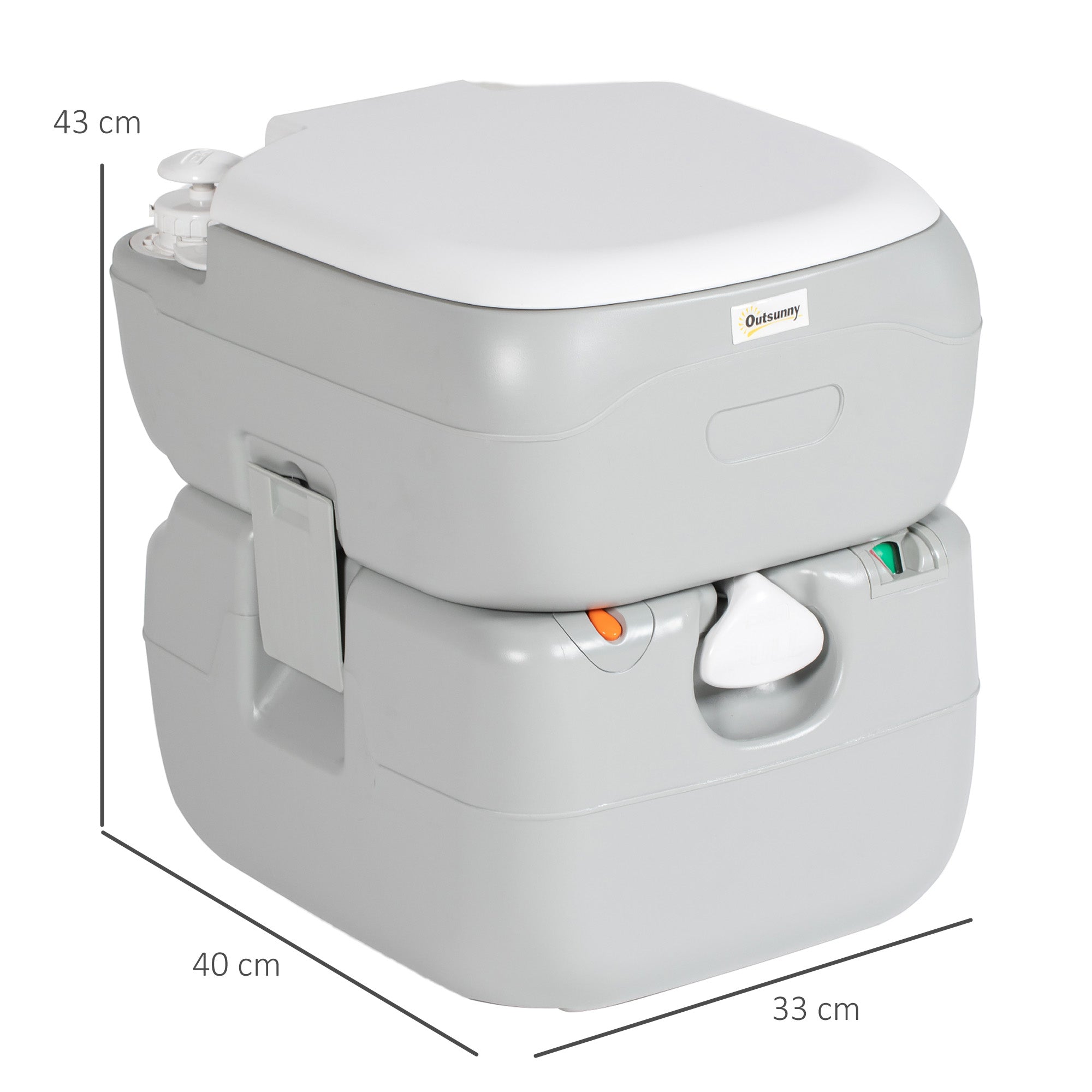 Outsunny Portable Toilet for Adults, 22L Camping Toilet with Seat, Lid and Anti-Leak Handle Pump, Outdoor Travel Toilet with Detachable Tanks for Camping, Boating, Hiking, Travel, RV, Grey - North Peak Garden Furniture