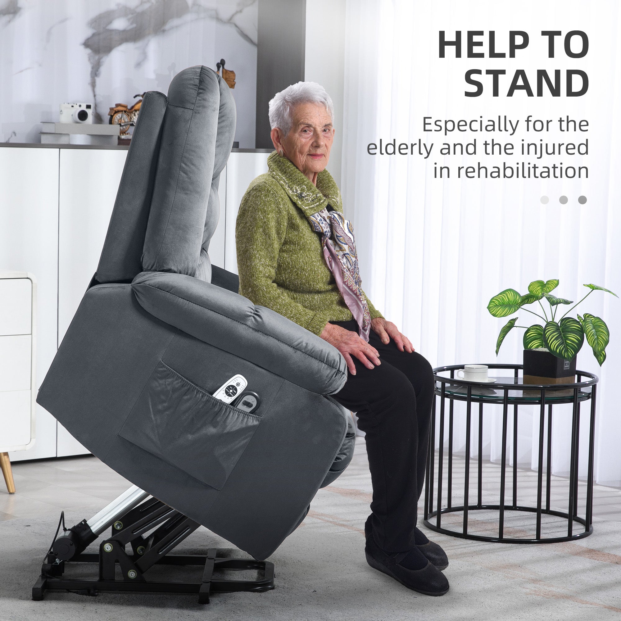 HOMCOM Leathaire Eight Massage Point Armchair, with Heat and Reclining Back - Grey - North Peak Garden Furniture