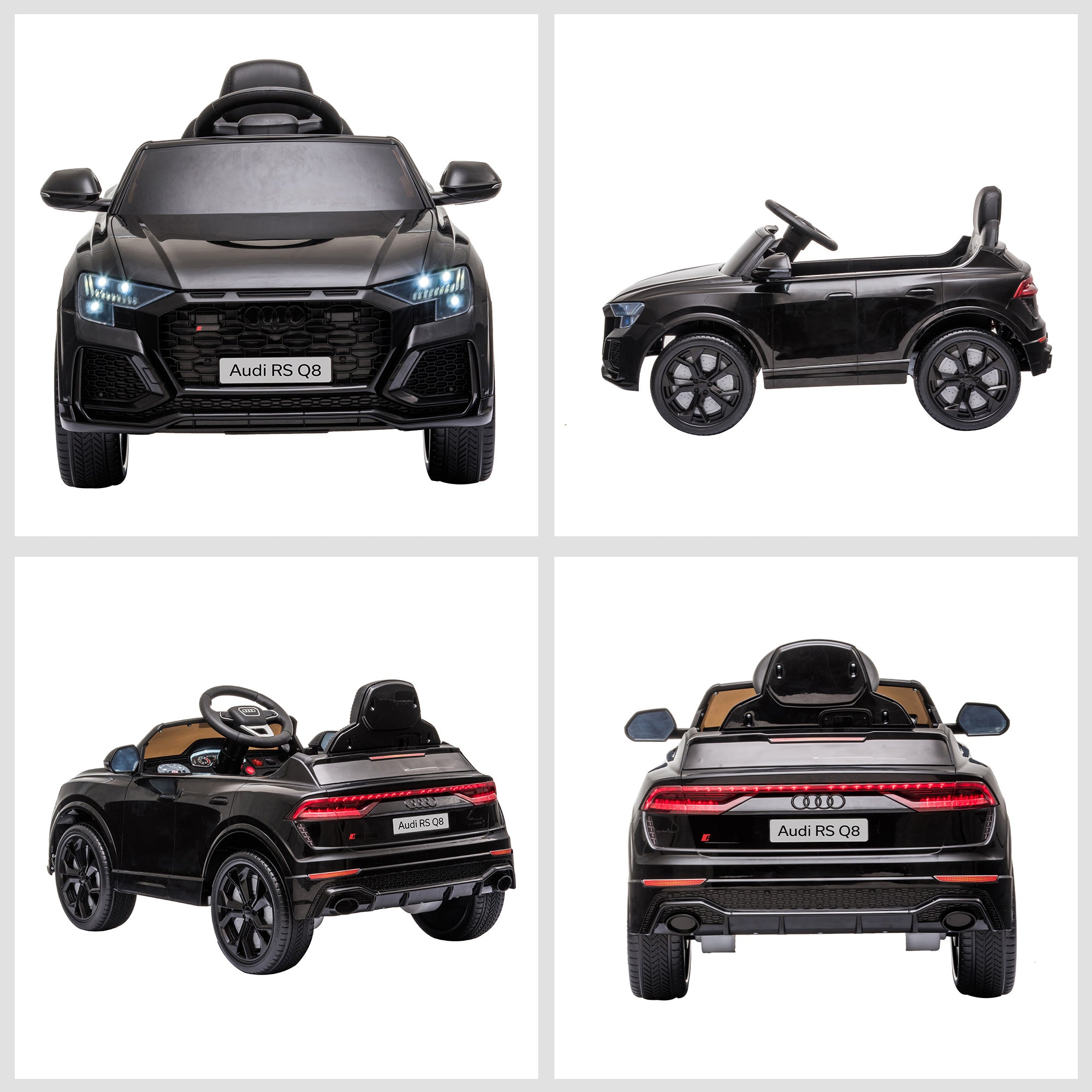HOMCOM Audi RS Q8 Licensed 6V Kids Electric Ride On Car Toy Car with Remote Control Music Lights USB MP3 for 3-5 Years Old Black - North Peak Garden Furniture