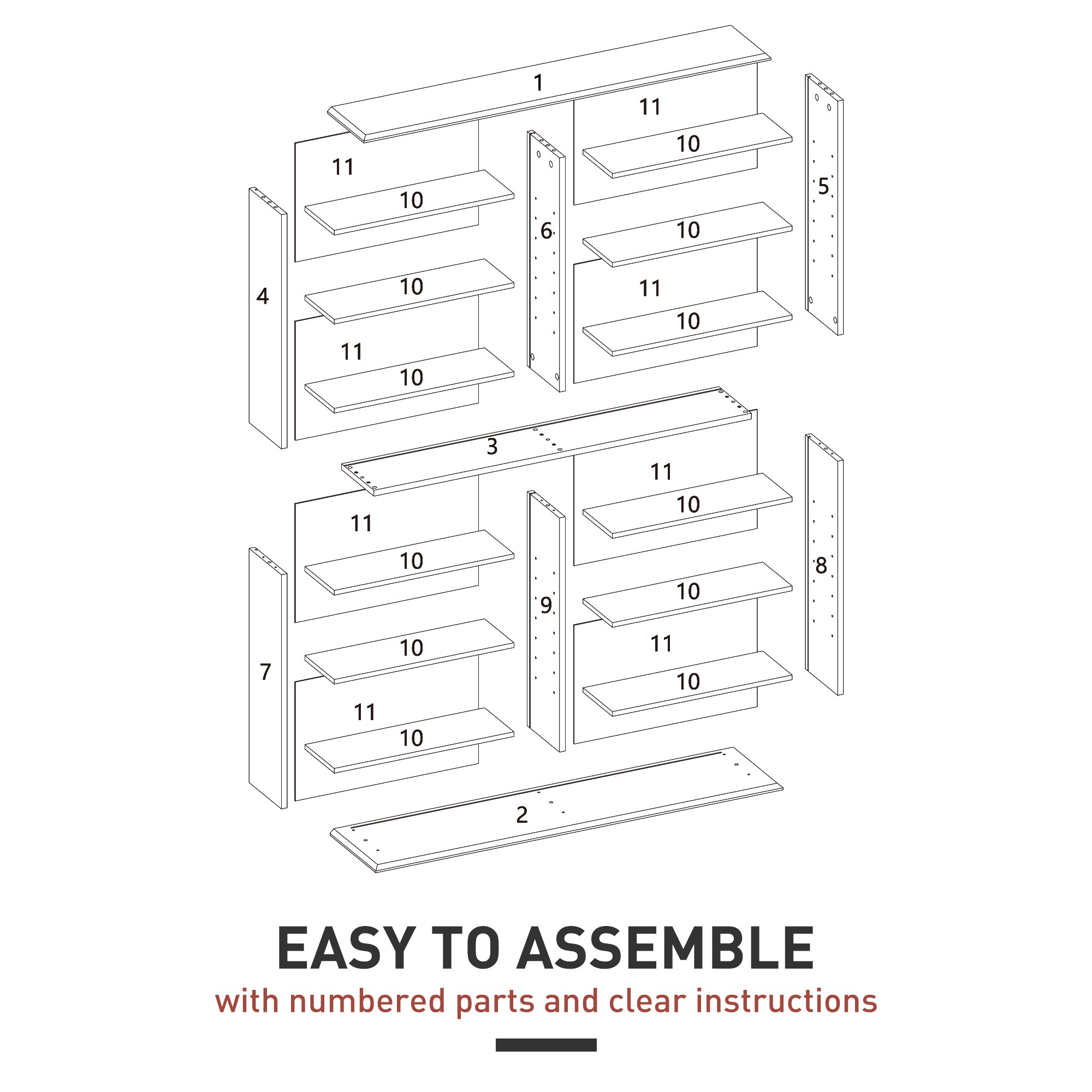 HOMCOM 16-Compartment Media Shelf- White - North Peak Garden Furniture