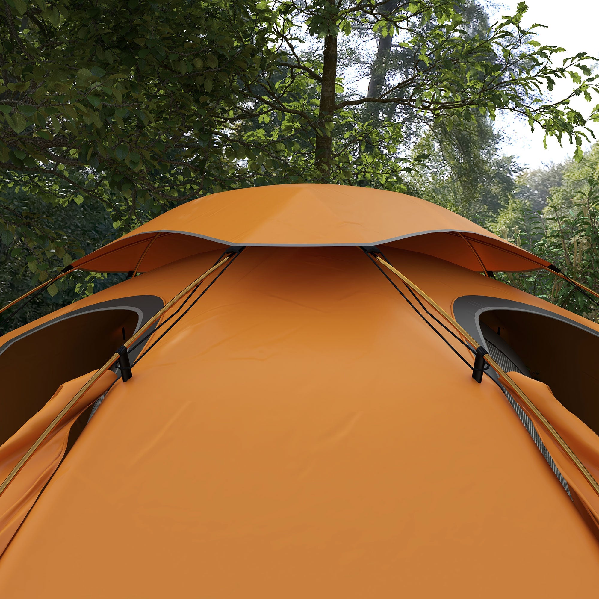 Outsunny Aluminium Frame Camping Tent Dome Tent with Removable Rainfly, 2000mm Waterproof, for 1-2 Man, Orange - North Peak Garden Furniture