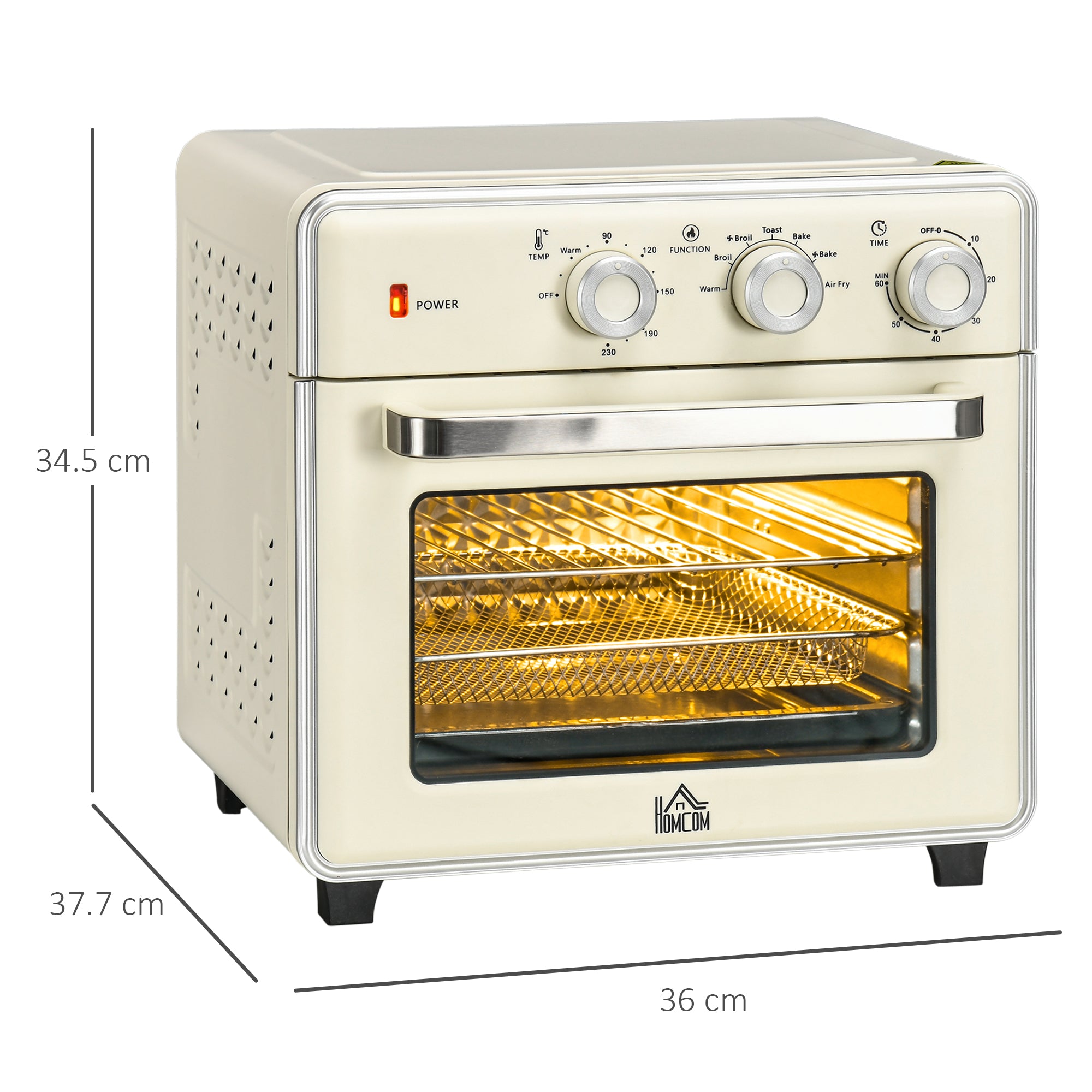 HOMCOM 20L 90-230℃ Mini Electric Oven - Cream