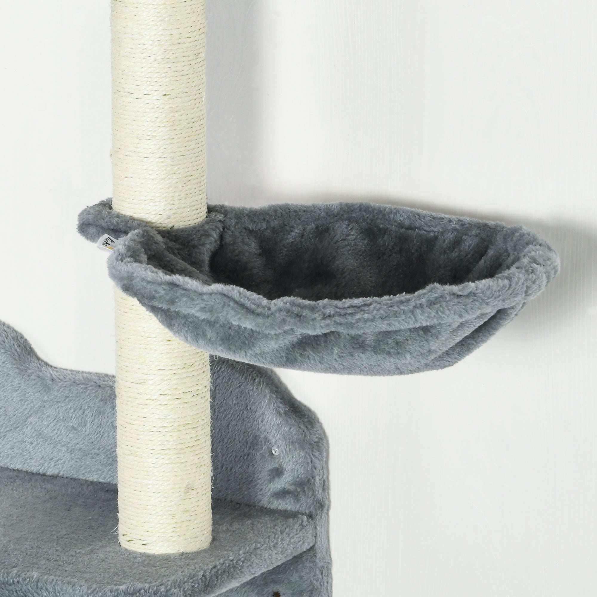 PawHut 4 Piece Cat Shelf with Scratching Post, Wall-Mounted Cat Tree for Indoor Cat - Grey - North Peak Garden Furniture