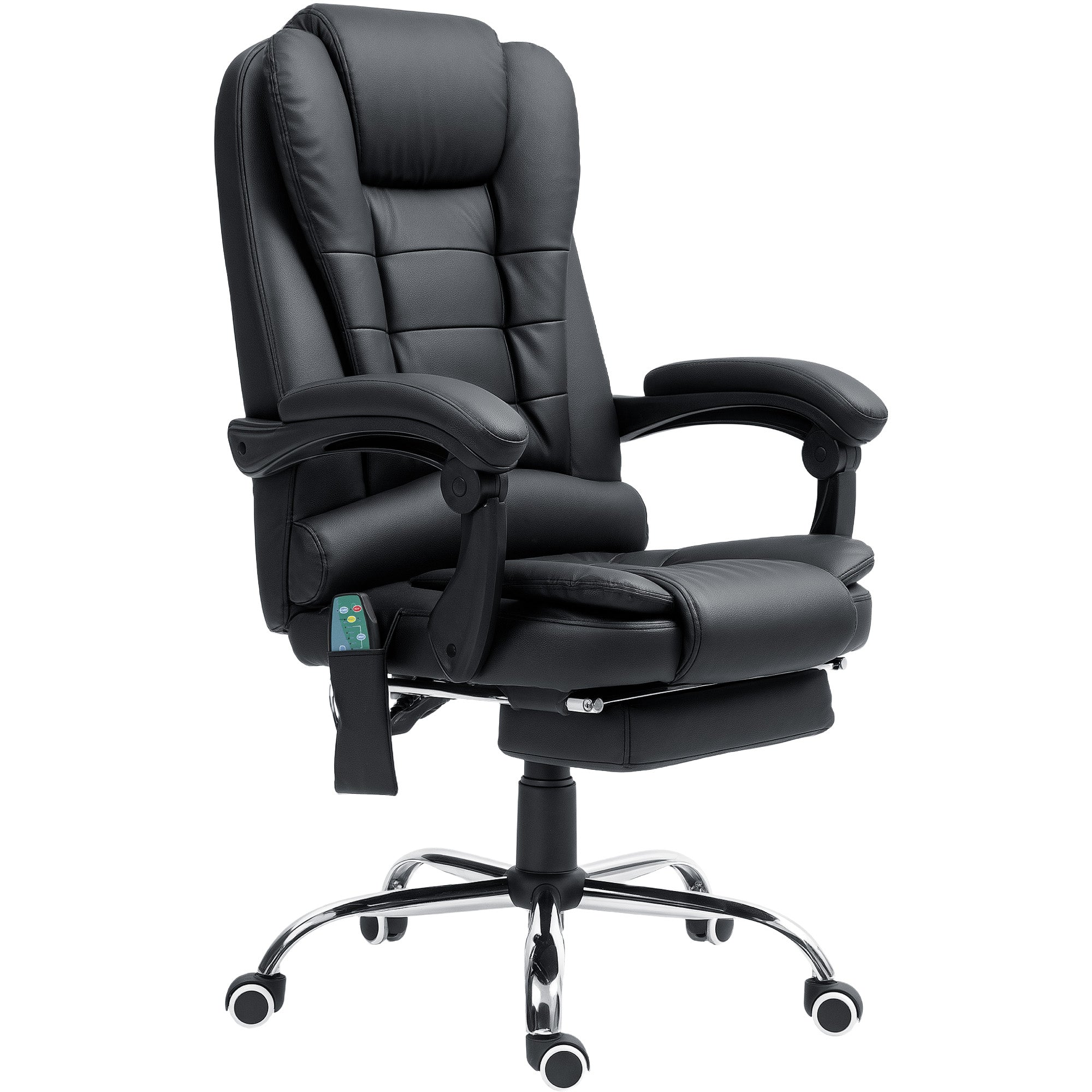 Vinsetto Heated 6 Points Vibration Massage Executive Office Chair Adjustable Swivel Ergonomic High Back Desk Chair Recliner with Footrest Black - North Peak Garden Furniture