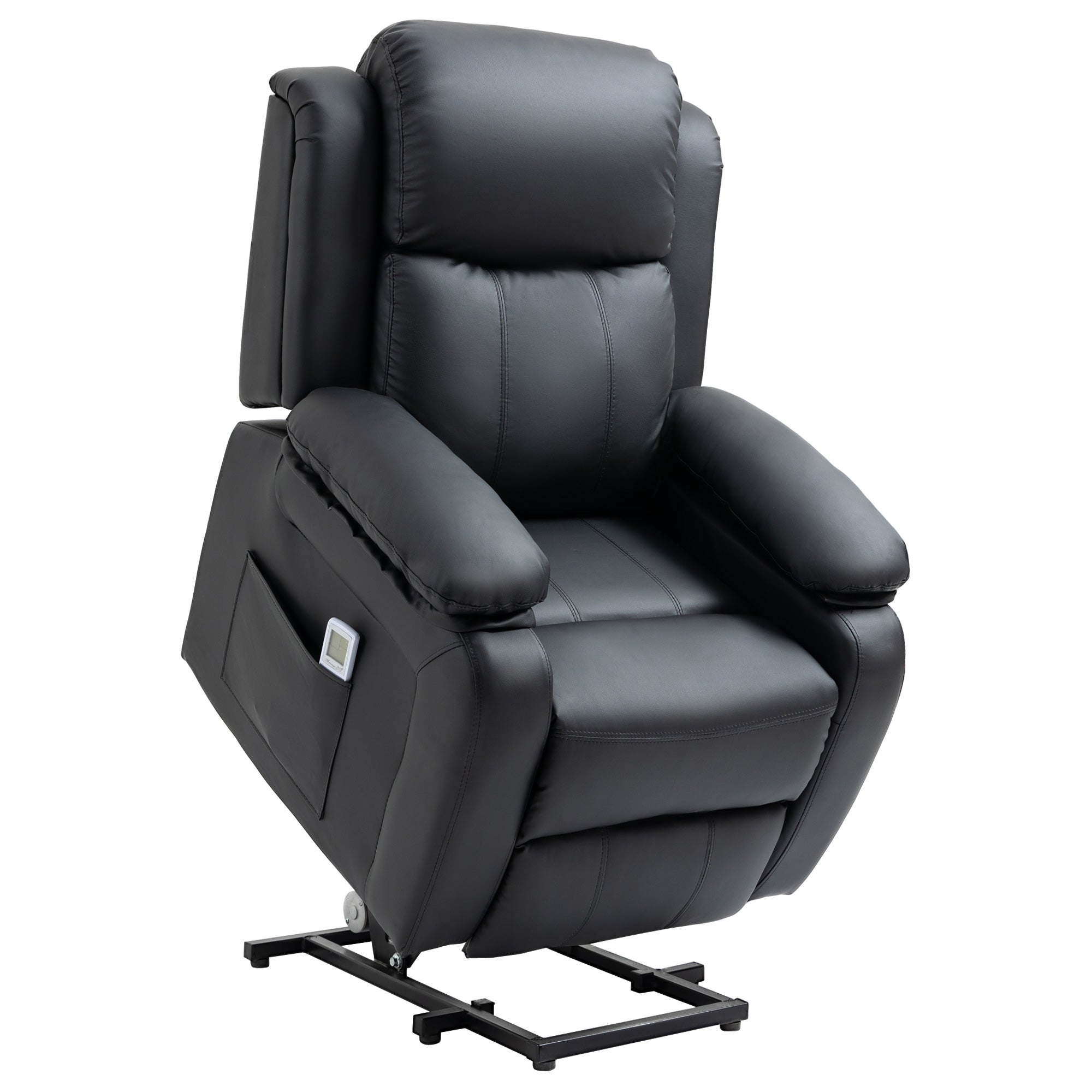 HOMCOM Electric Power Lift Recliner Chair Vibration Massage Reclining Chair with Remote Control and Side Pocket, Black - North Peak Garden Furniture