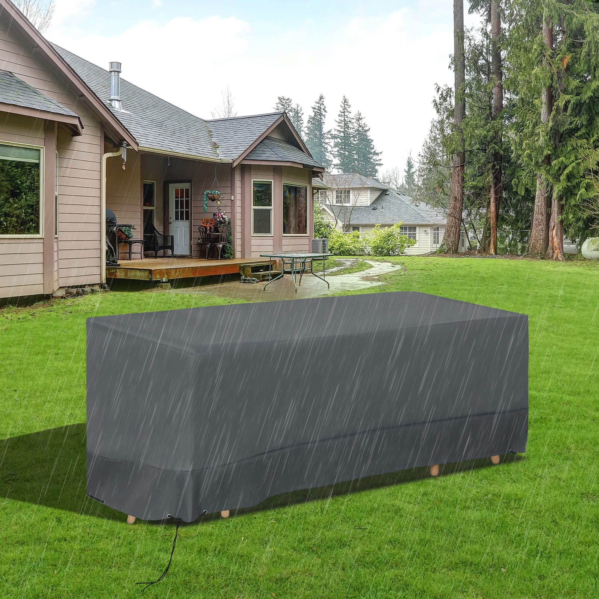 Outsunny Rectangular Patio Furniture Cover for 3 Seater Sofa Bistro Set, Water UV Resistant Protection 600D Oxford Fabric Rattan Lounge Clean Cover, 190 x 72 x 76cm - North Peak Garden Furniture