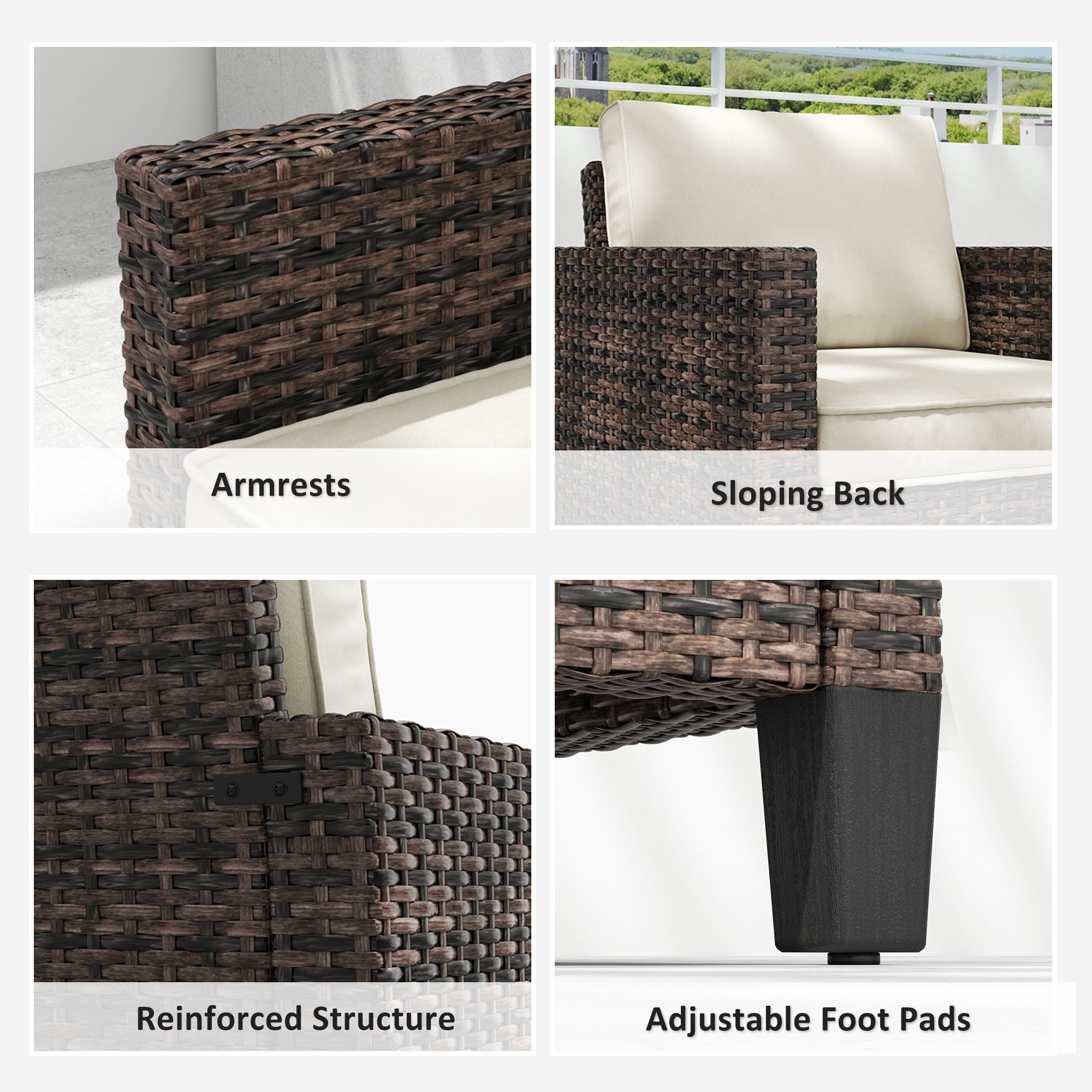 Outsunny Single Rattan Armchair, with Cushions - Brown - North Peak Garden Furniture