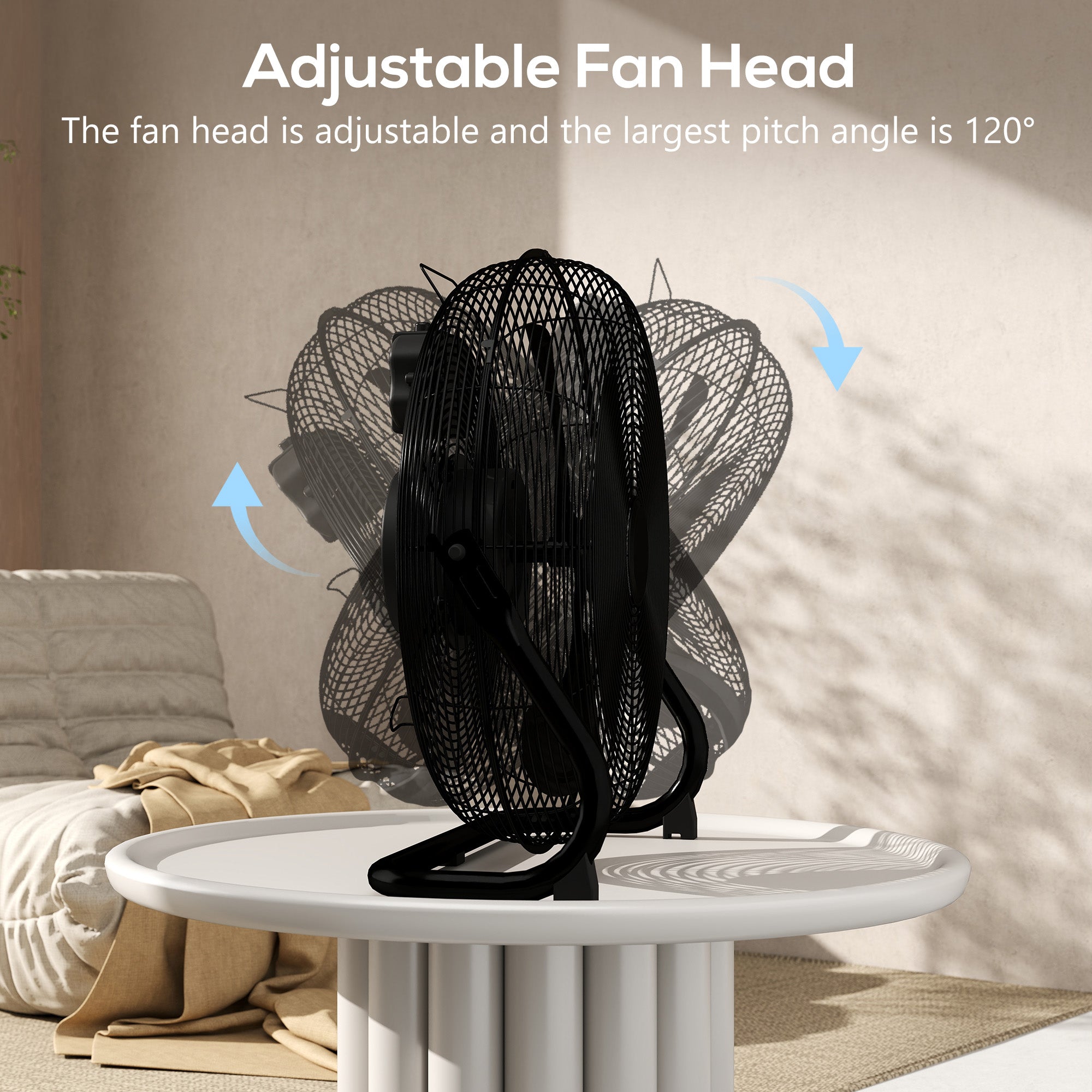HOMCOM 20" Metal Floor Fan with Tilting, High Velocity, 3 Speed, Portable Gym Fan for Home Office, Black