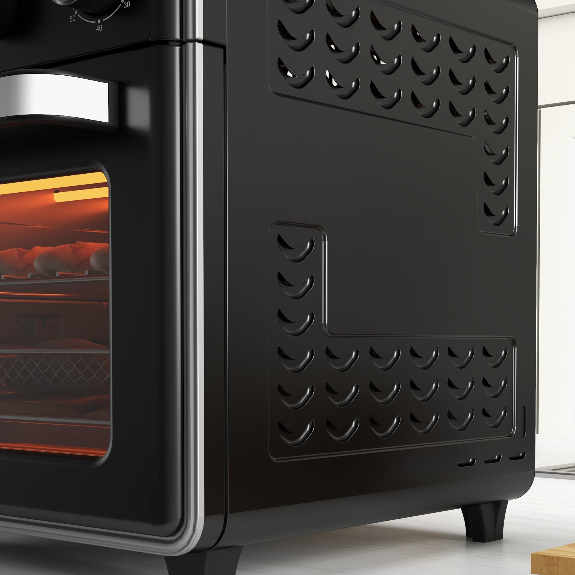 HOMCOM 20L 90-230℃ Mini Convection Oven, with Air Fry Function - Black - North Peak Garden Furniture