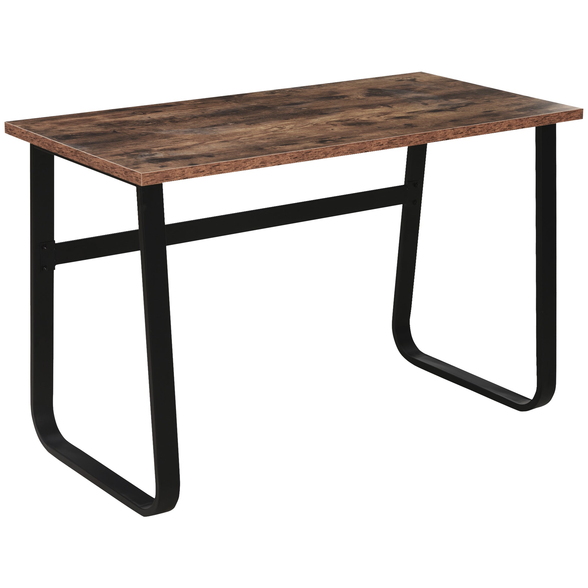 HOMCOM Computer Desk, Small Home Office Desk, Industrial Study Workstation with Metal Frame, 115 x 58 x 74.5cm, Rustic Brown and Black - North Peak Garden Furniture