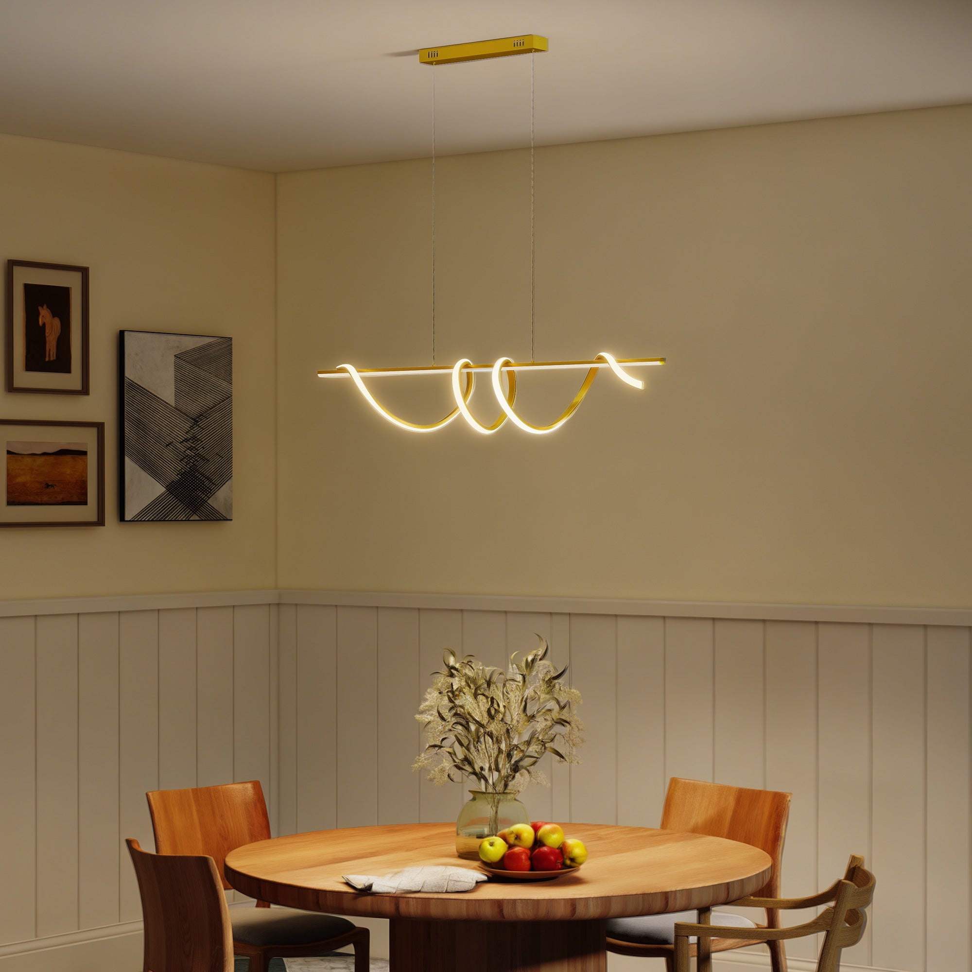 HOMCOM Pendant Light with 3 Colour Temperatures - Gold Tone
