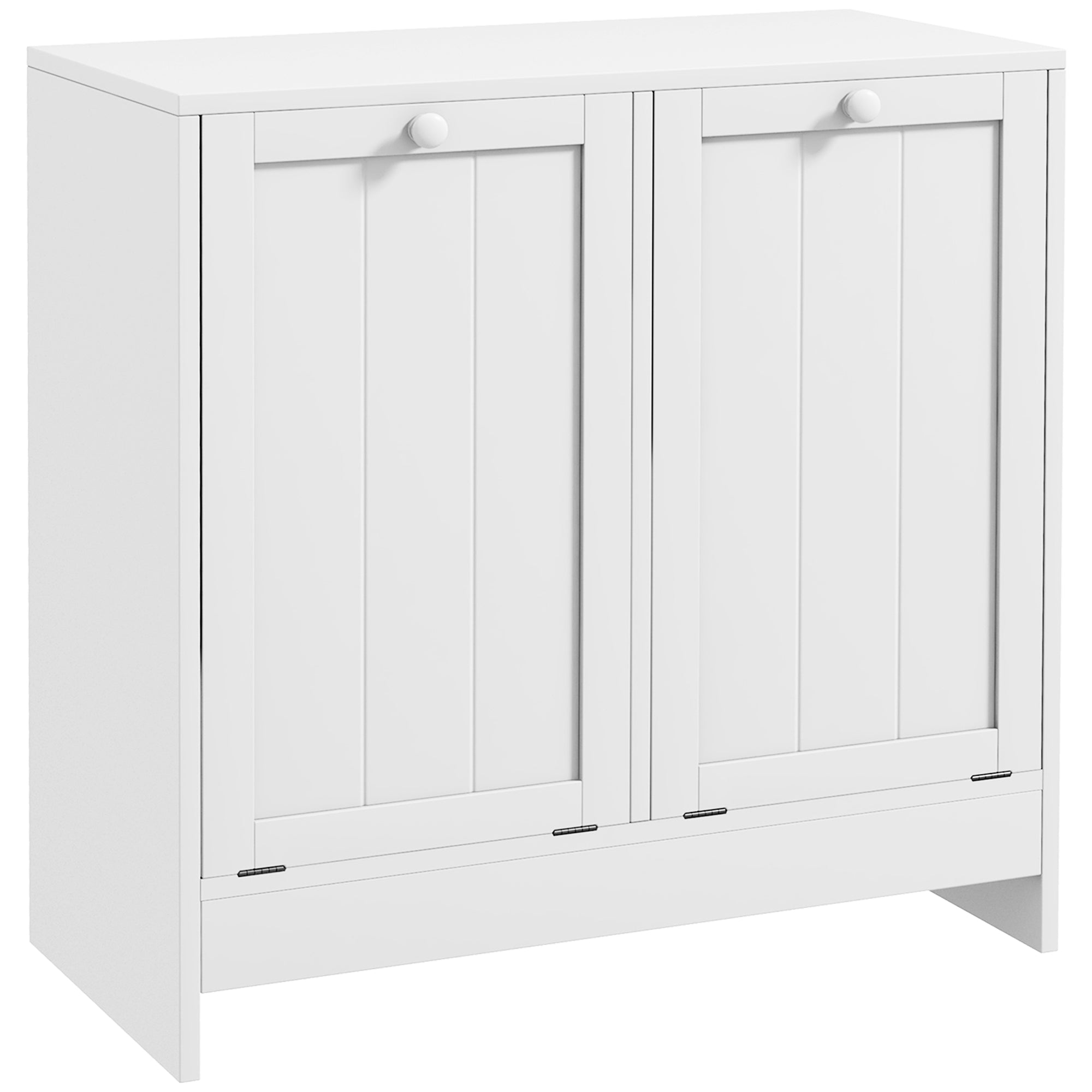 kleankin Double Hamper Laundry Storage Cabinet - White - North Peak Garden Furniture