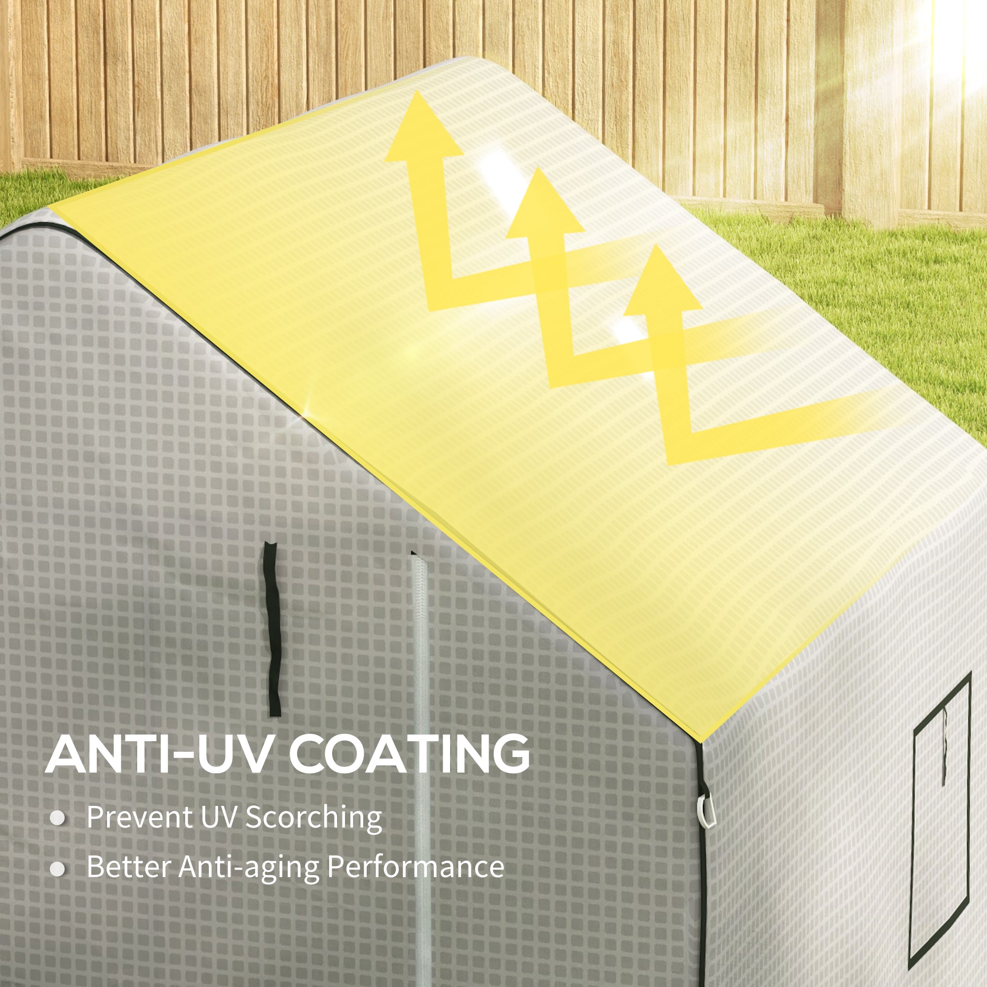 Outsunny Greenhouse Cover Replacement Walk-in PE Hot House Cover with Roll-up Door and Windows, 140 x 143 x 190cm, White - North Peak Garden Furniture