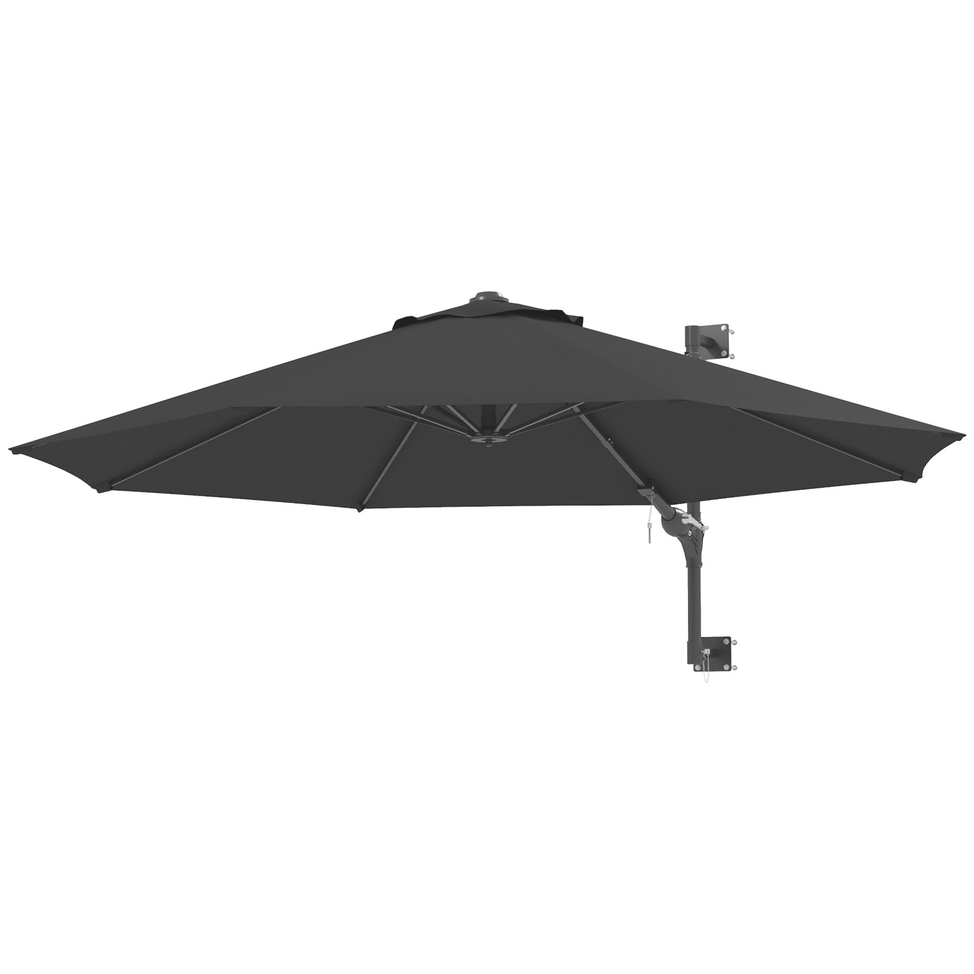Outsunny 3m Wall-Mounted Parasol Shade, with Handle - Grey - North Peak Garden Furniture