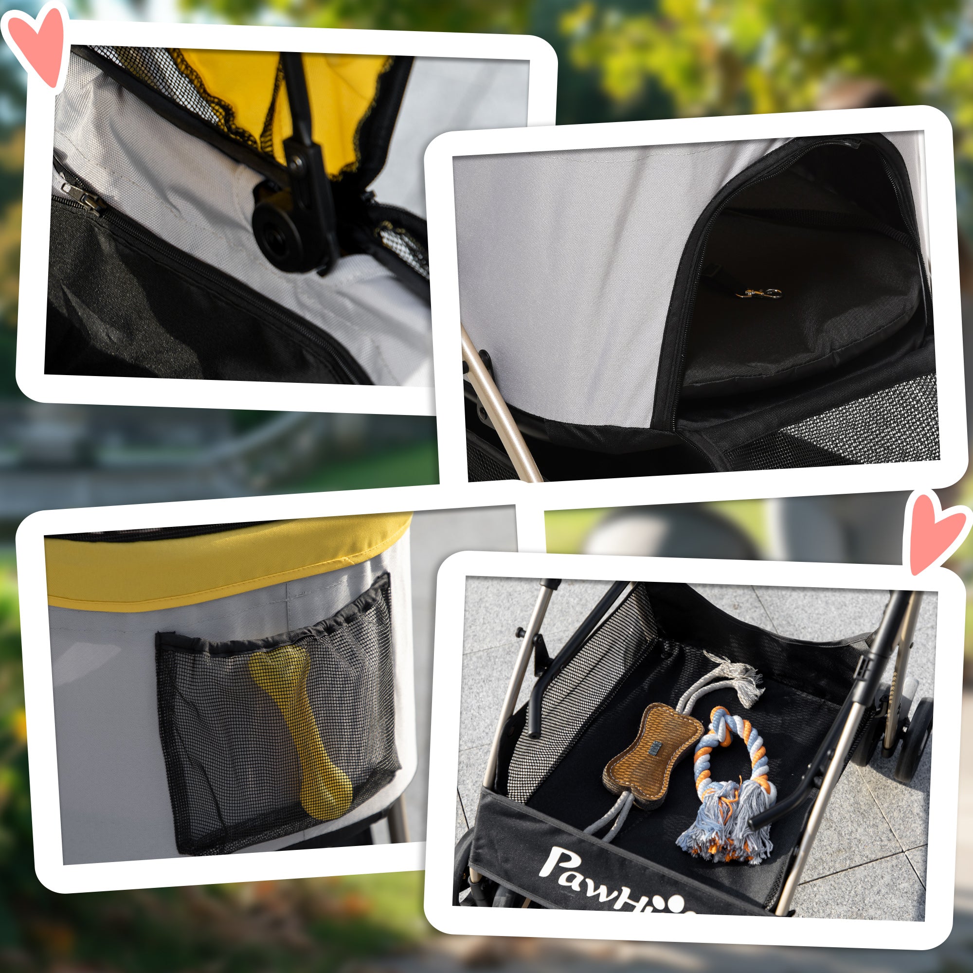 PawHut 3 In 1 Detachable Pet Stroller, for Extra Small and Small Dogs - Yellow - North Peak Garden Furniture