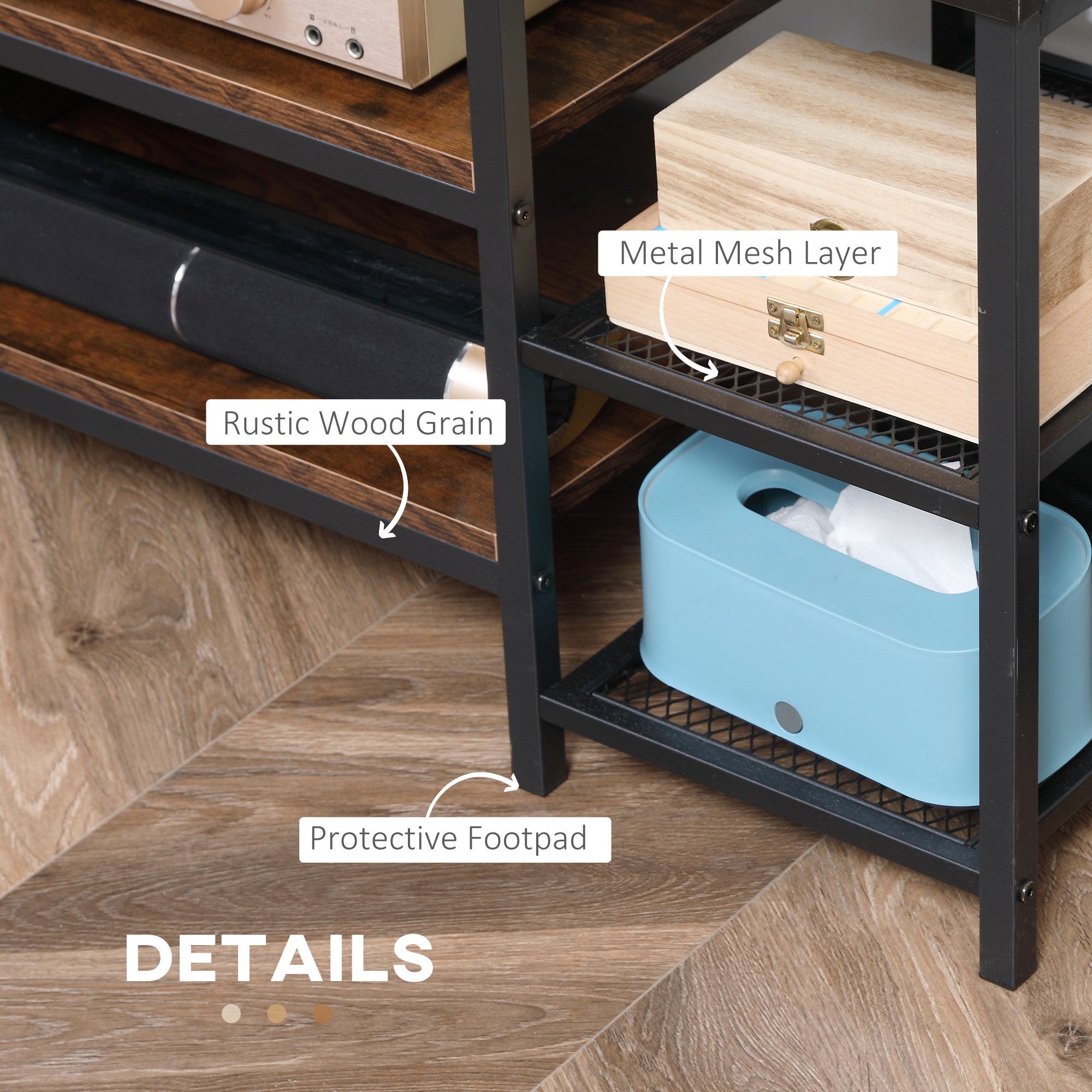 HOMCOM TV Unit Cabinet for TVs up to 60 Inches, Industrial TV Stand with Storage Shelves for Living Room, Brown and Black - North Peak Garden Furniture
