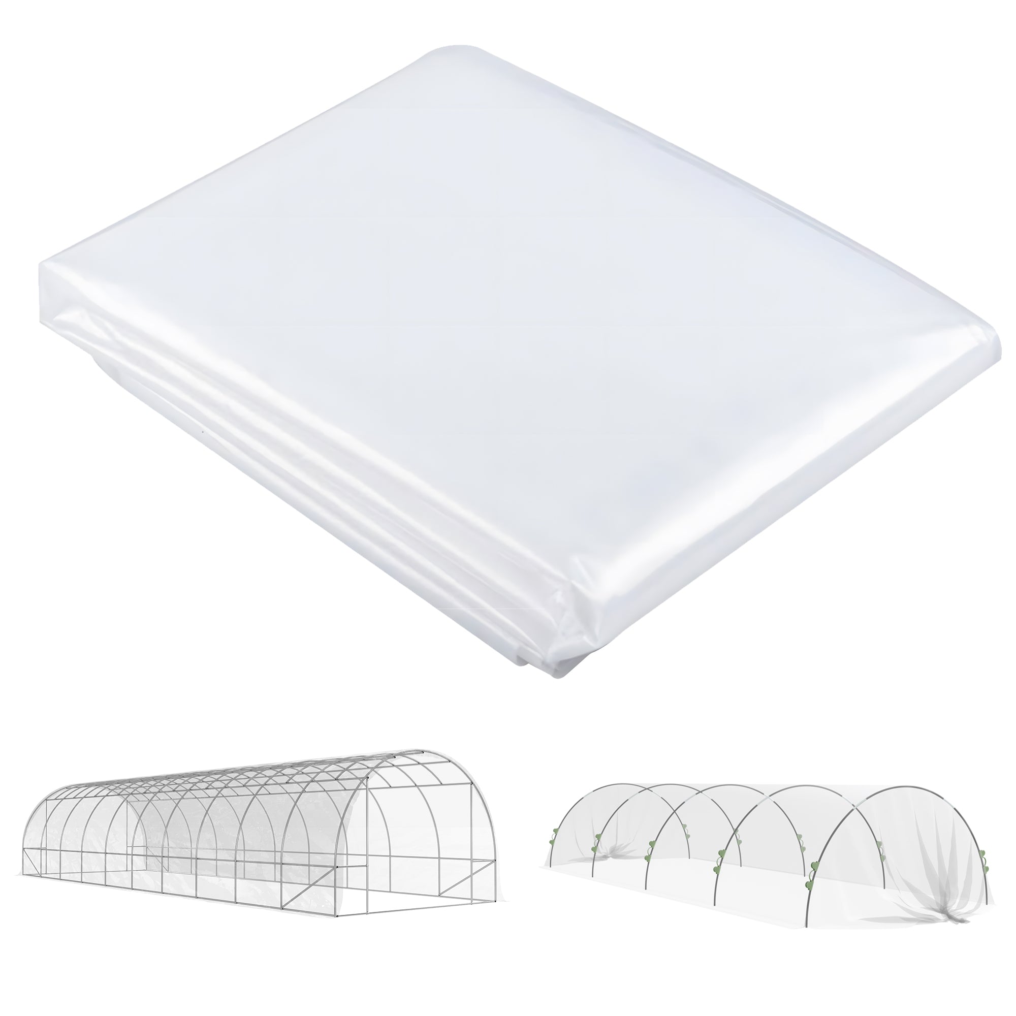 Outsunny 6 X 10m Heavy Duty (150um/6mil) Polypropylene Greenhouse Cover Replacement, UV Resistant Waterproof Plastic Polytunnel Cover, Clear