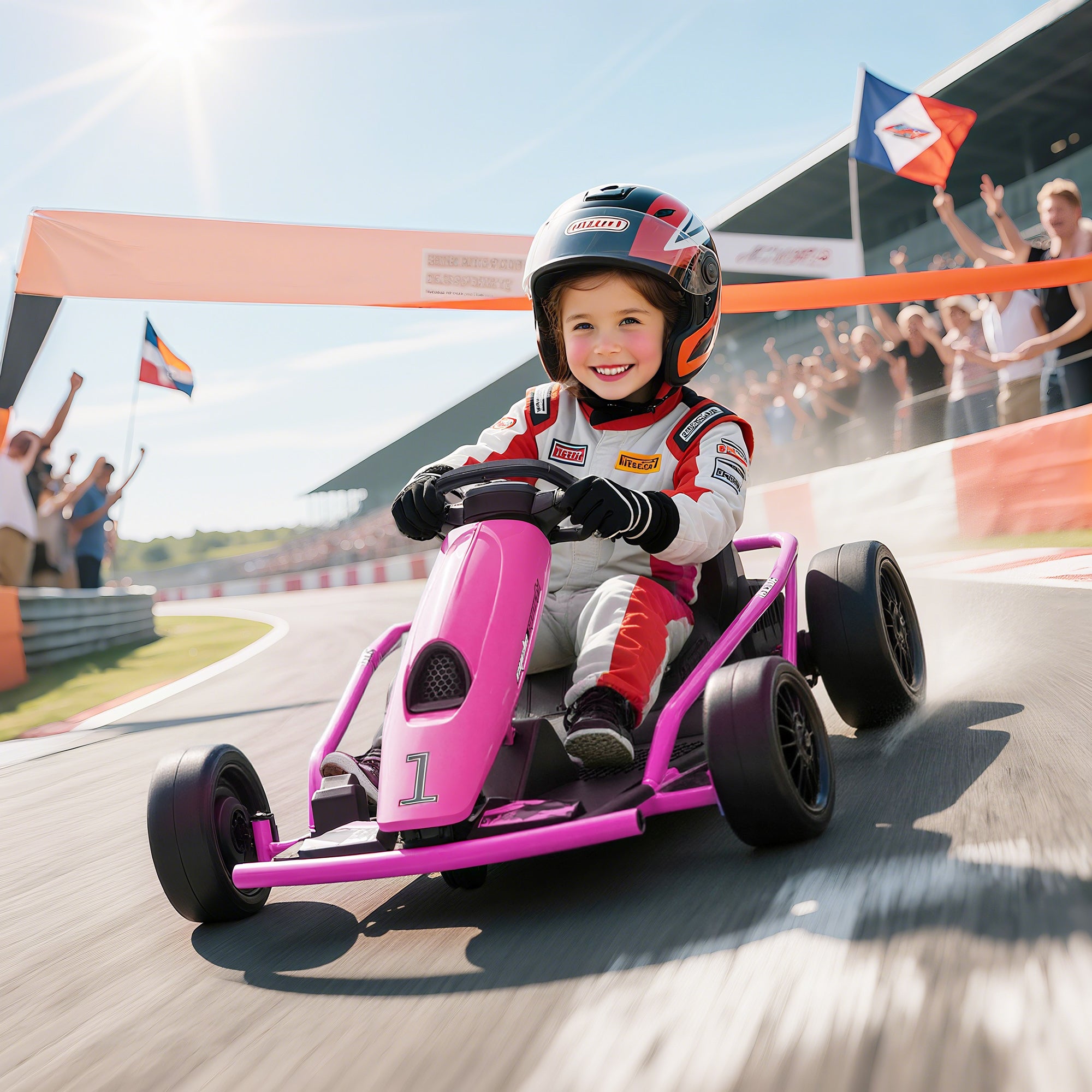 HOMCOM 24V Electric Go Kart for Kids, Drift Ride-On Racing Go Kart with 2 Speeds, for Boys Girls Aged 8-12 Years Old, Pink - North Peak Garden Furniture