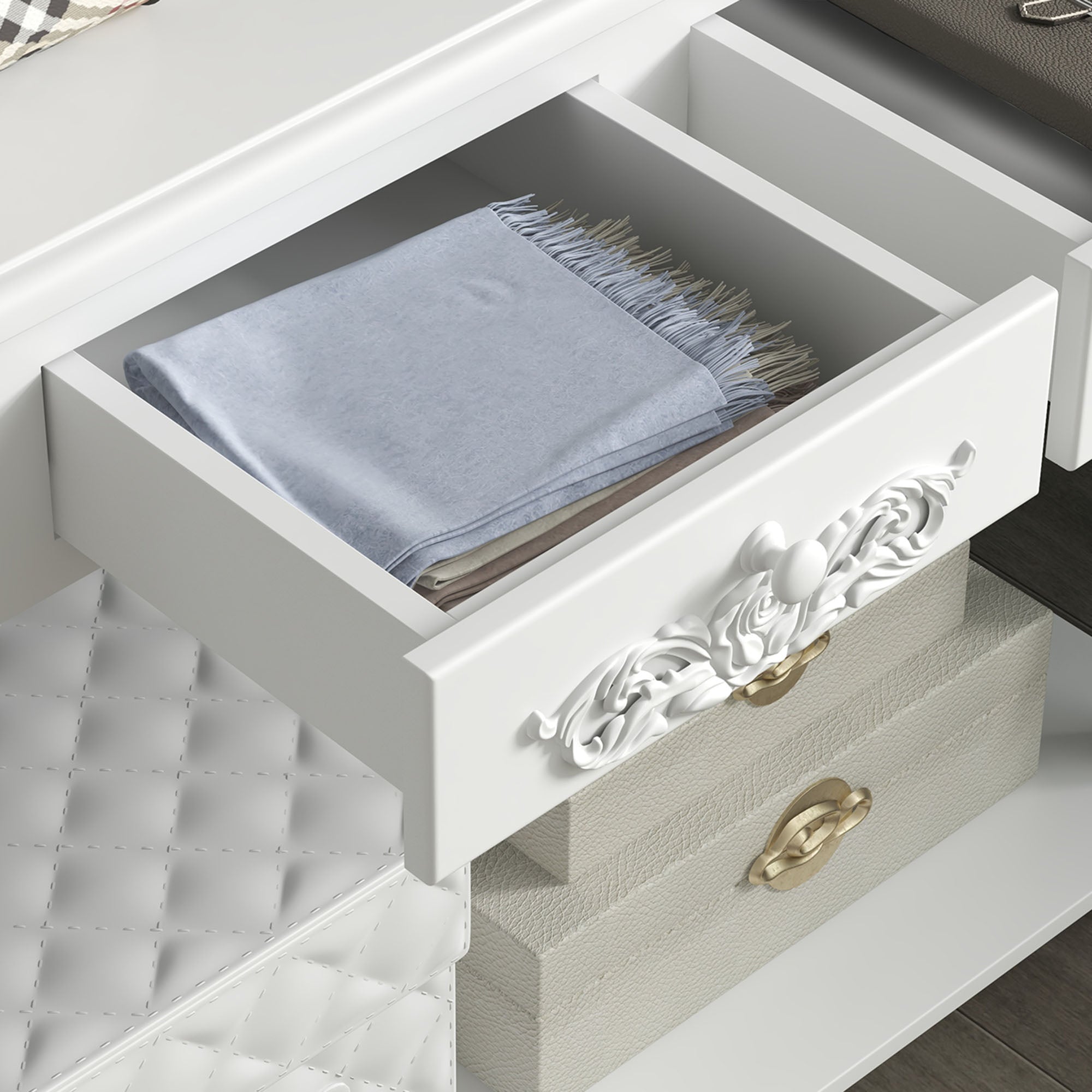 HOMCOM Console Table Modern Sofa Side Desk with Storage Shelves Drawers for Living Room Entryway Bedroom White - North Peak Garden Furniture