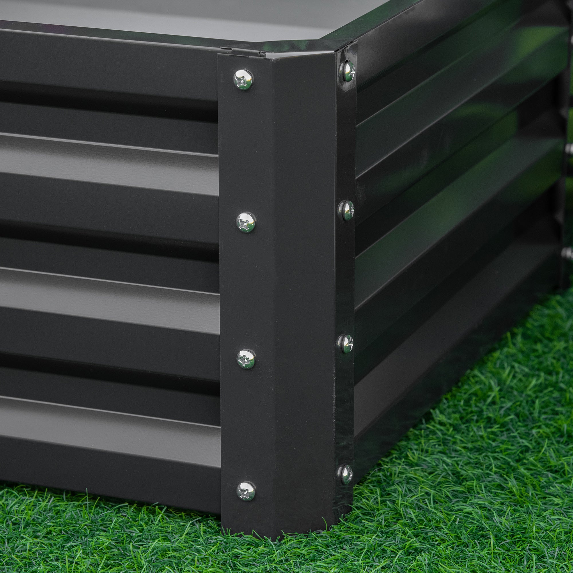 Outsunny Set of 2 Raised Garden Bed, Outdoor Elevated Galvanised Planter Box for Flowers, Herbs, 60x60x30.5cm, Grey - North Peak Garden Furniture