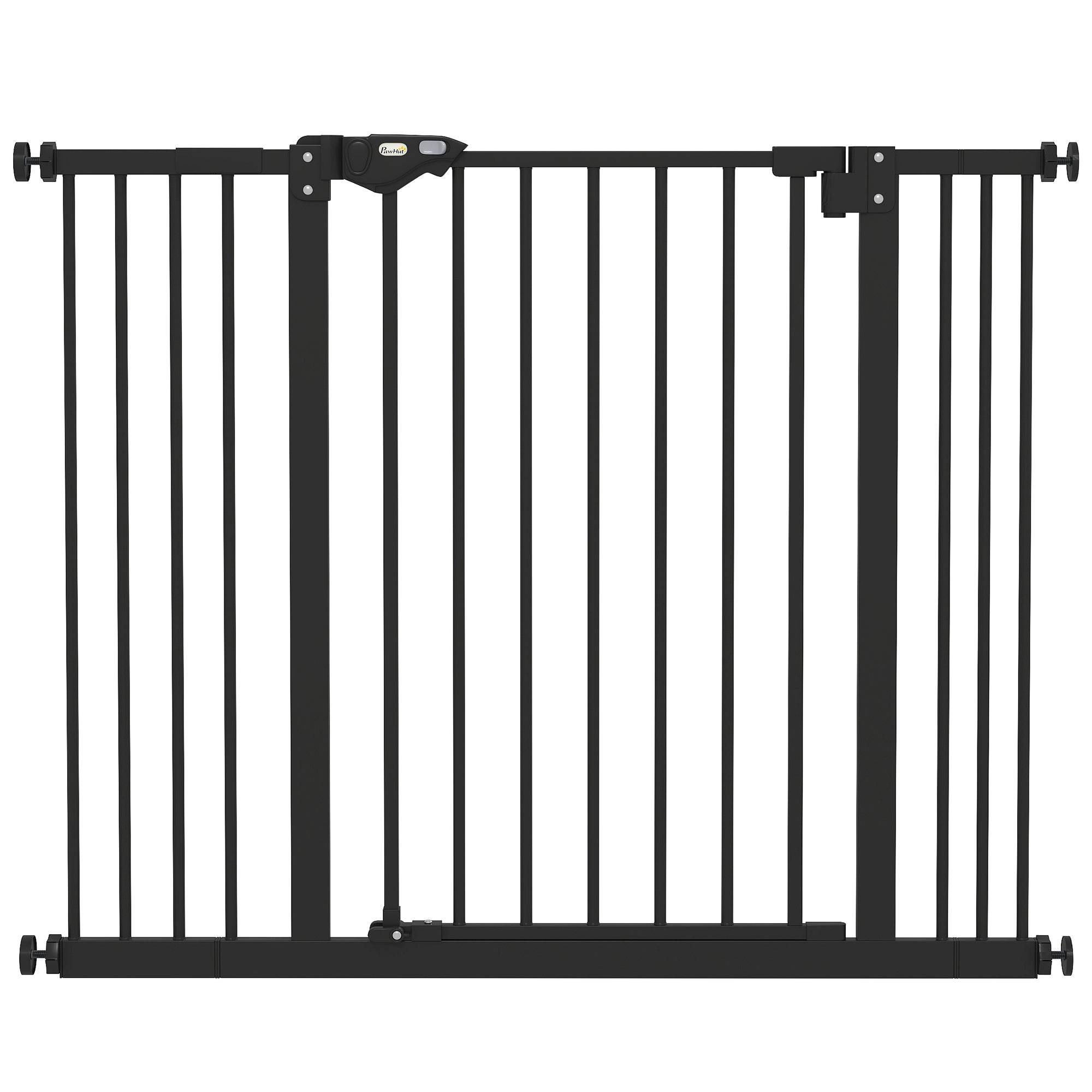 PawHut Metal 74-100cm Wide Adjustable Dog Gate Black - North Peak Garden Furniture