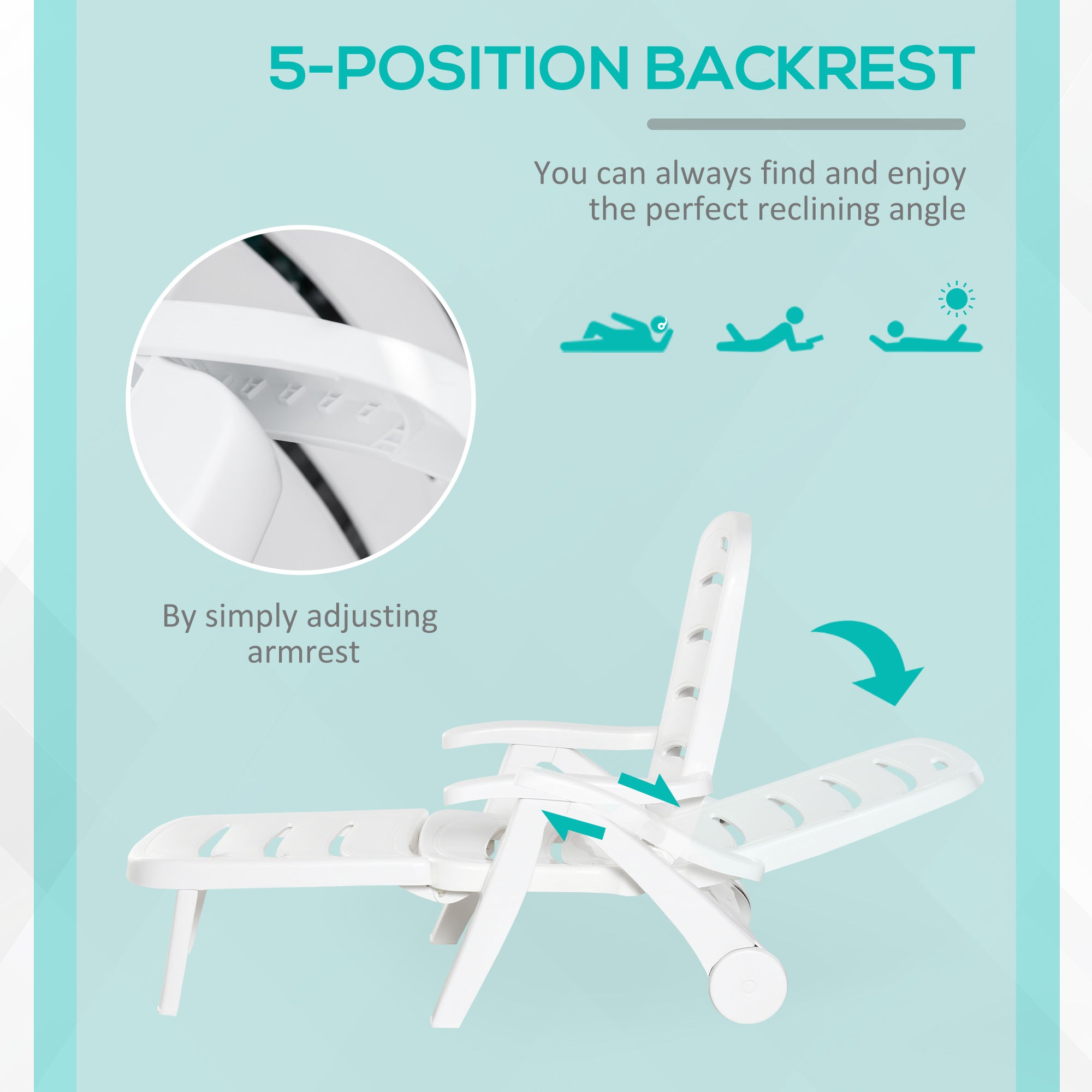 Outsunny 3pcs Garden Furniture Set Outdoor Furniture Set Dining Table, 2 Lounge Chairs and 1 Garden Side Table White - North Peak Garden Furniture