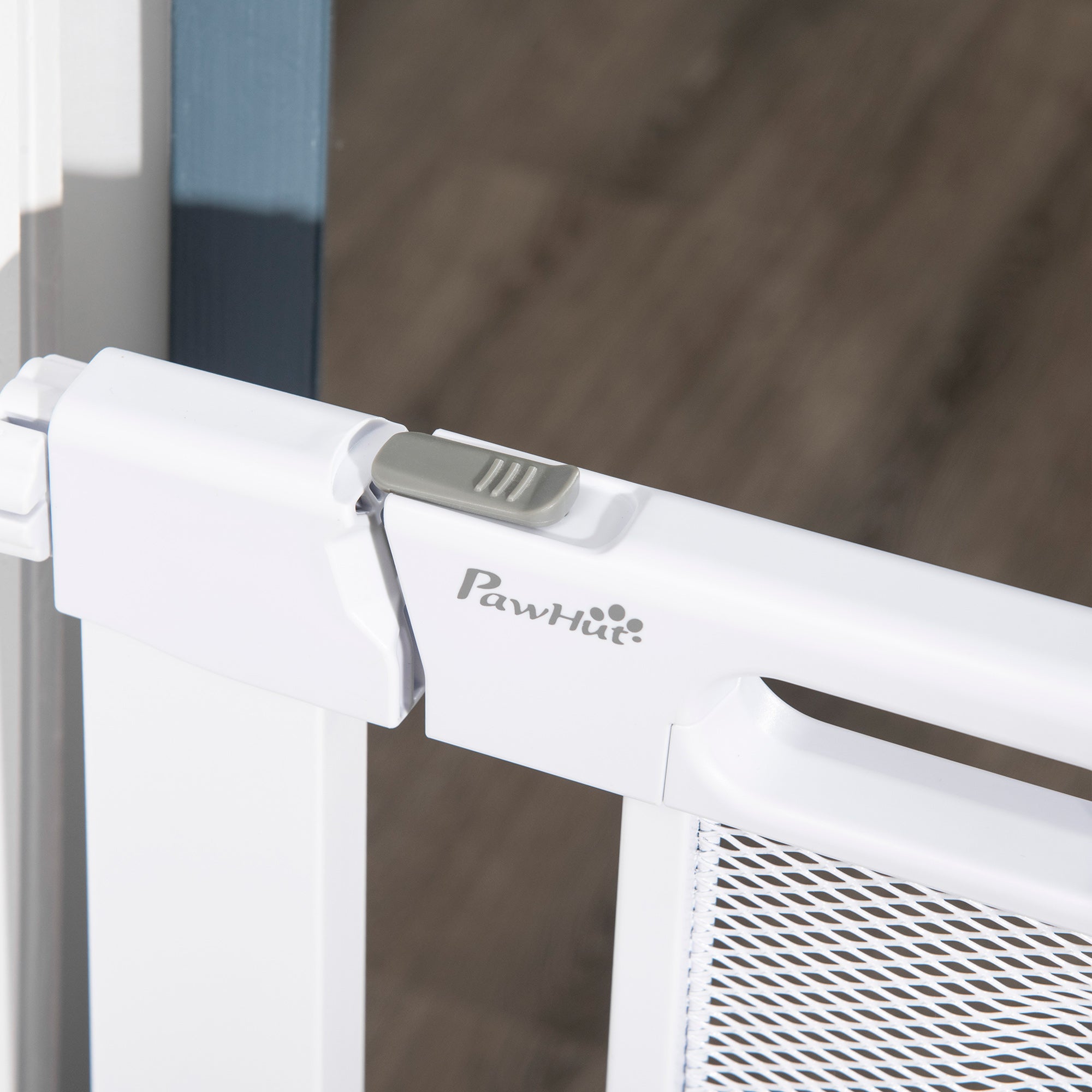 PawHut Pet Safety Gate, for Doorways, Staircases, Hallways, with 75-82cm Adjustable Width - White - North Peak Garden Furniture