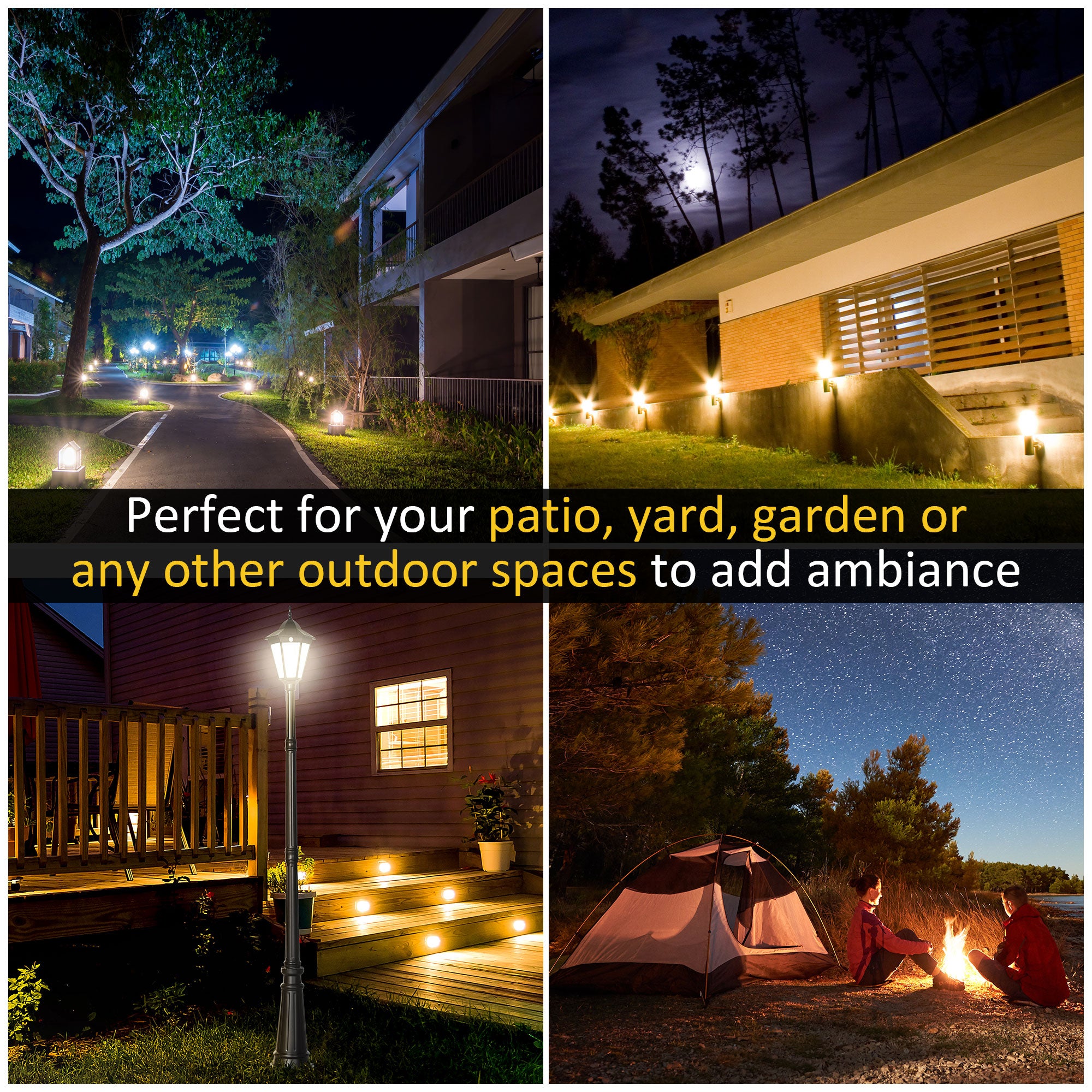 Outsunny 2.4 m Garden Lamp Post Light, LED Solar Powered Patio Path Lighting Lamp with Aluminium Frame, PIR Motion Sensor for Lawn, Pathway, Driveway, Black - North Peak Garden Furniture
