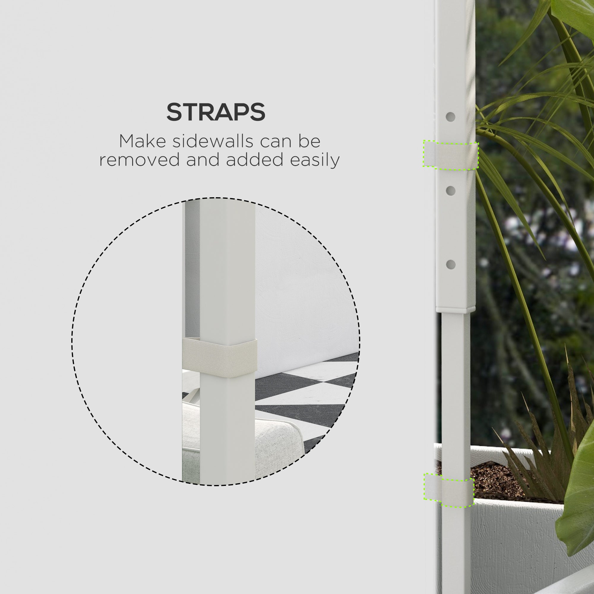 Outsunny Gazebo Side Panels, 2 Pack Sides Replacement, for 3x3(m) or 3x6m Pop Up Gazebo, with Windows and Doors, White - North Peak Garden Furniture