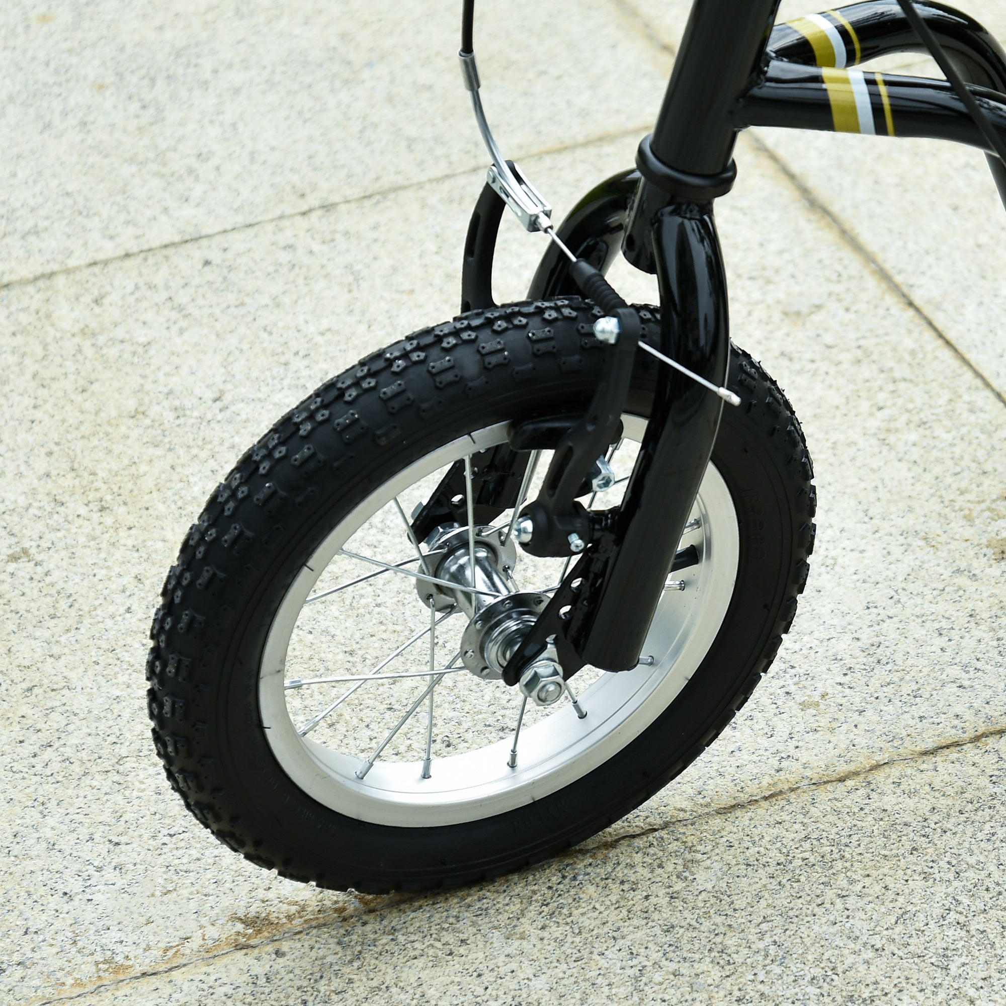 HOMCOM Teen Kids Stunt Scooter w/ Adjustable Handlebar, 12 Inch Rubber Tyres, Dual Brakes, Black - North Peak Garden Furniture