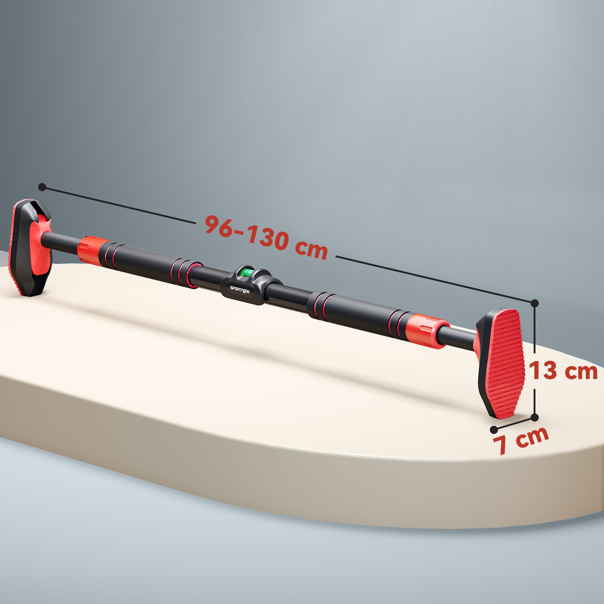 SPORTNOW Pull Up Bar Doorway No Screws, Door Frame Chin Up Bar with Level Metre, 96-130 cm (37.8"-51.2") Width Adjustable for Home Gym, Max Load 200kg