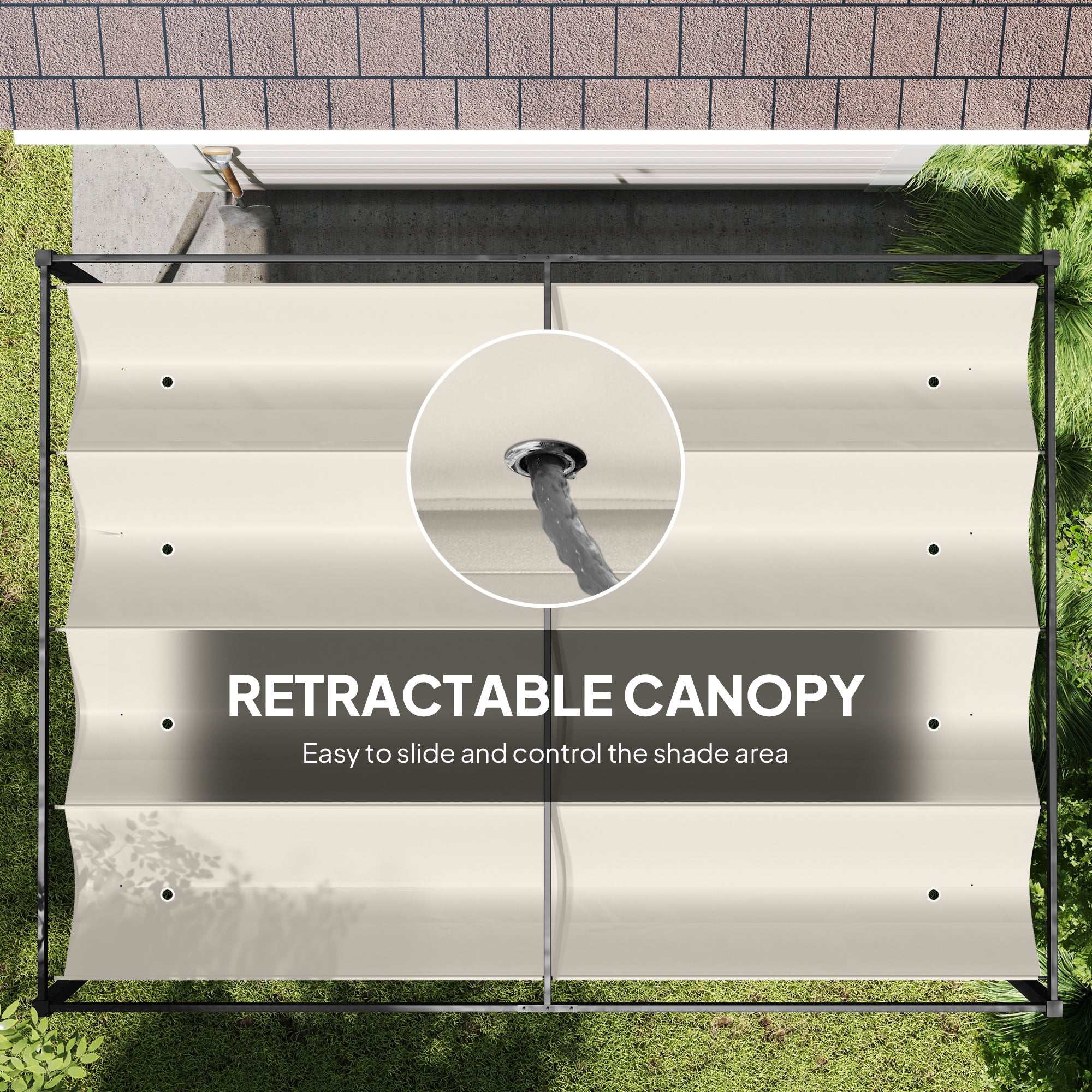 Outsunny 3x2m Metal Pergola with Retractable Roof, Garden Gazebo Canopy Shelter for Outdoor, Patio, Cream White