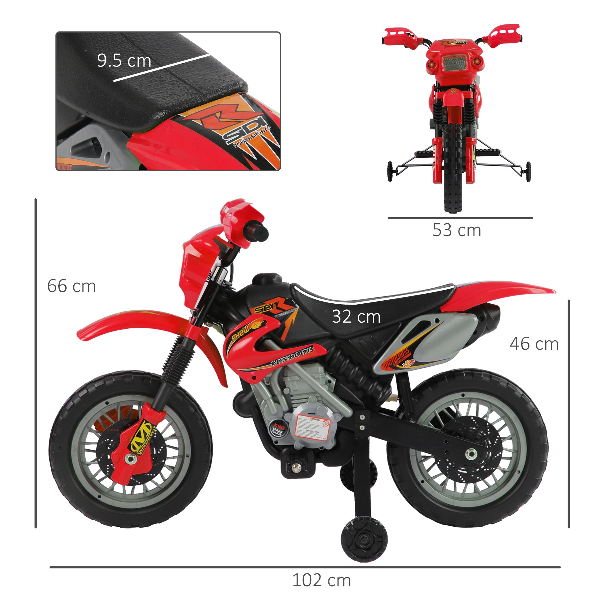 HOMCOM 6V Kids Child Electric Motorbike Ride on Motorcycle Scooter Children Toy Gift for 3-6 Years (Red) - North Peak Garden Furniture