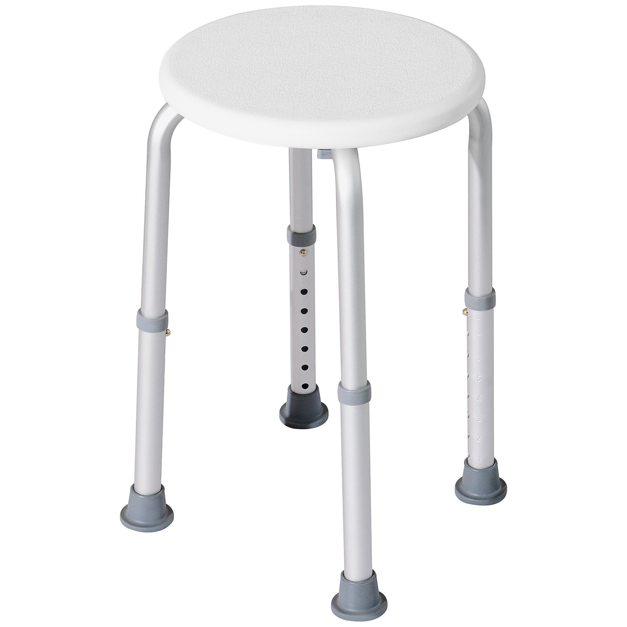 HOMCOM Shower Chair, Height Adjustable Aluminium Shower Stool with Non-Slip Feet for Disabled, Elderly, White - North Peak Garden Furniture